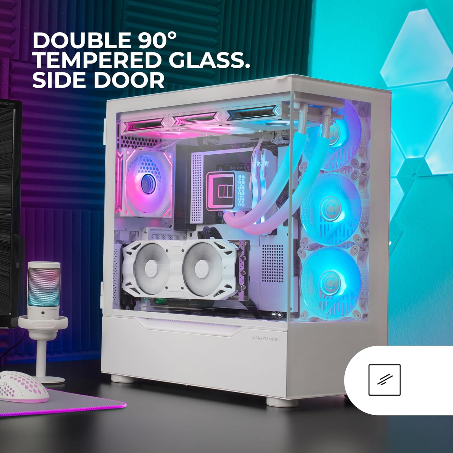 Mars Gaming MC-ULT - Case Gaming Custom XXL E-ATX Bianco - immagine 2