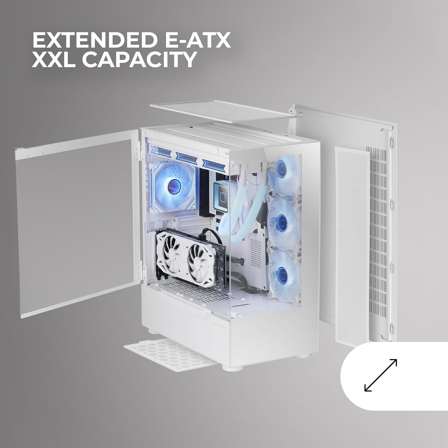 Mars Gaming MC-ULT - Case Gaming Custom XXL E-ATX Bianco - immagine 5