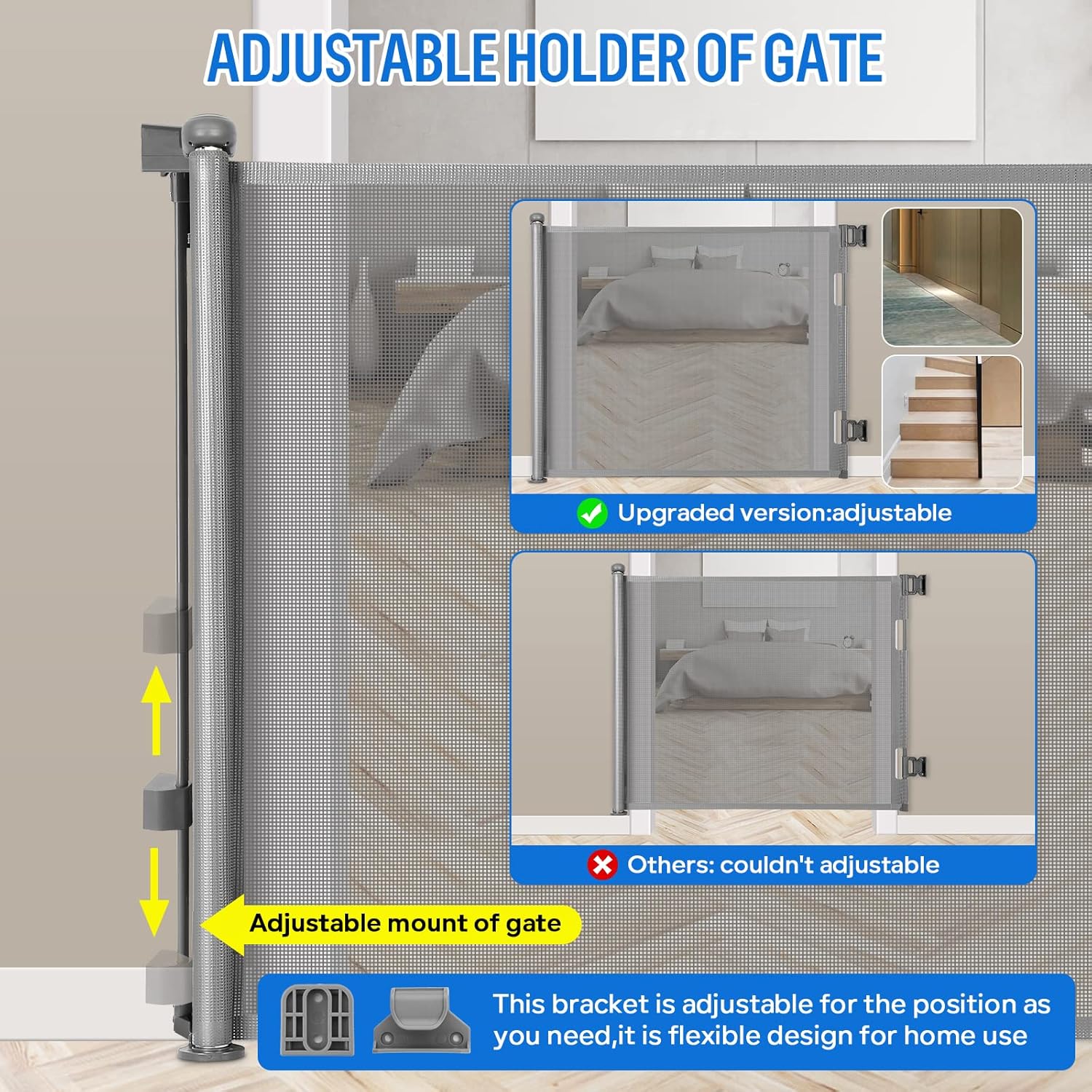 Cancelletto Estensibile per Bambini 0-140 cm, Grigio - immagine 7