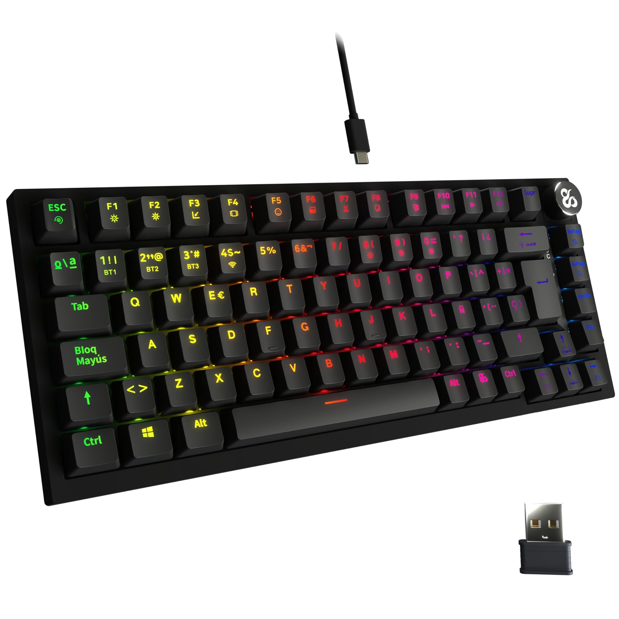 Newskill Pyros Pro - Tastiera Gaming 75% RGB, Nera