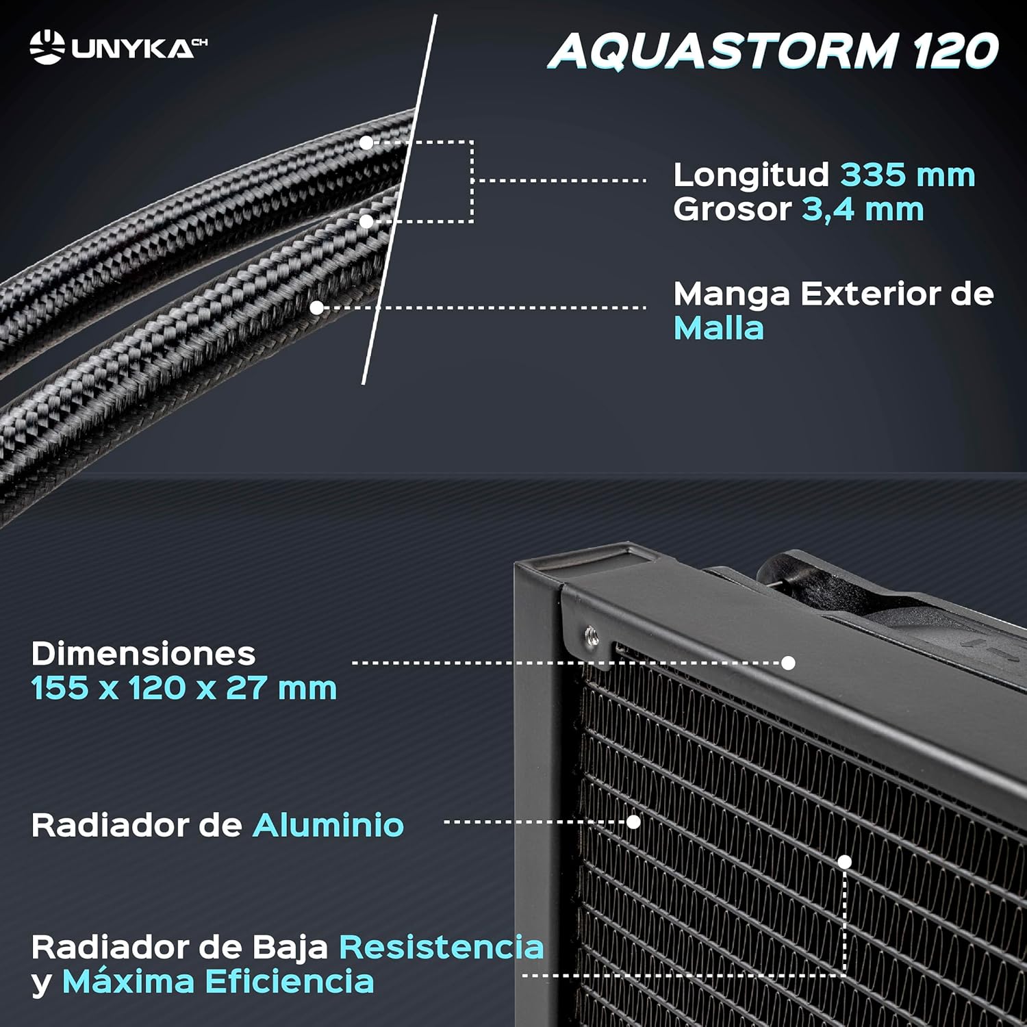 AQUASTORM Black 120 - Raffreddamento Liquido CPU - immagine 4