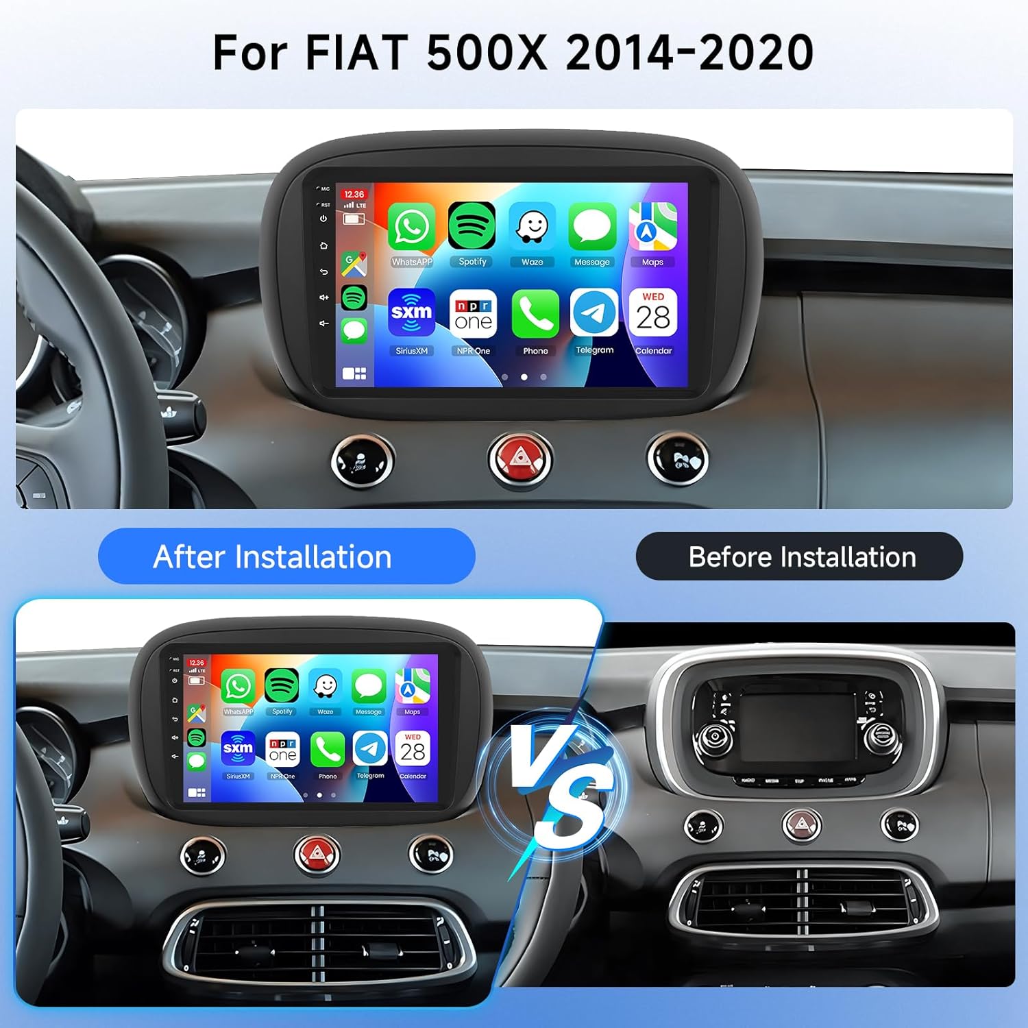 Autoradio Android 13 per FIAT 500X 9" HD Touchscreen - immagine 2