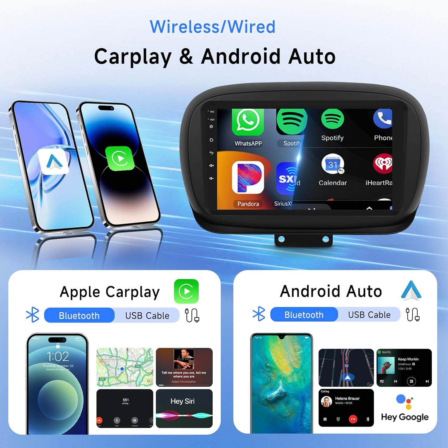 Autoradio Android 13 per FIAT 500X 9" HD Touchscreen - immagine 3