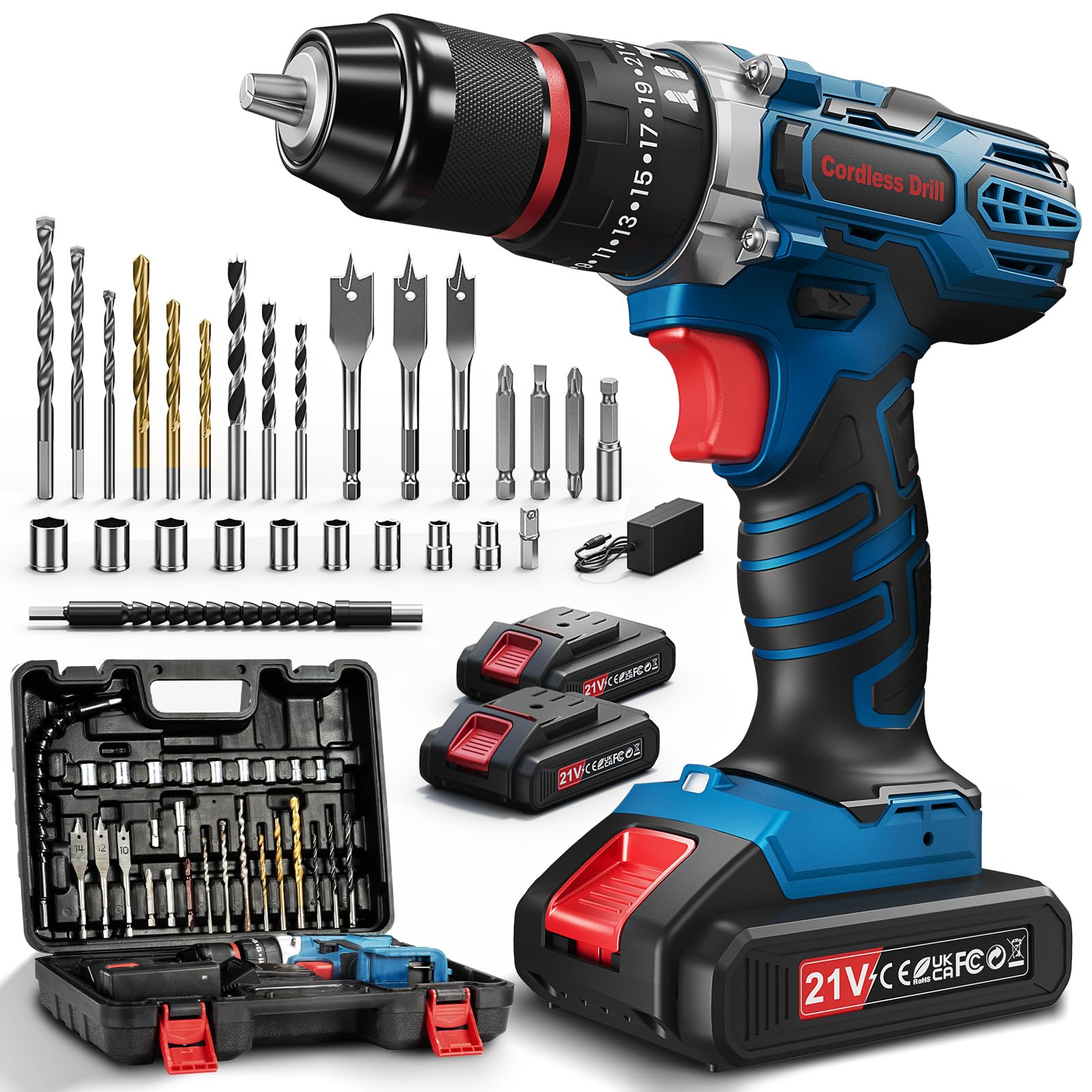 Avvitatore a Batteria 21V con 2 Batterie 2.0Ah