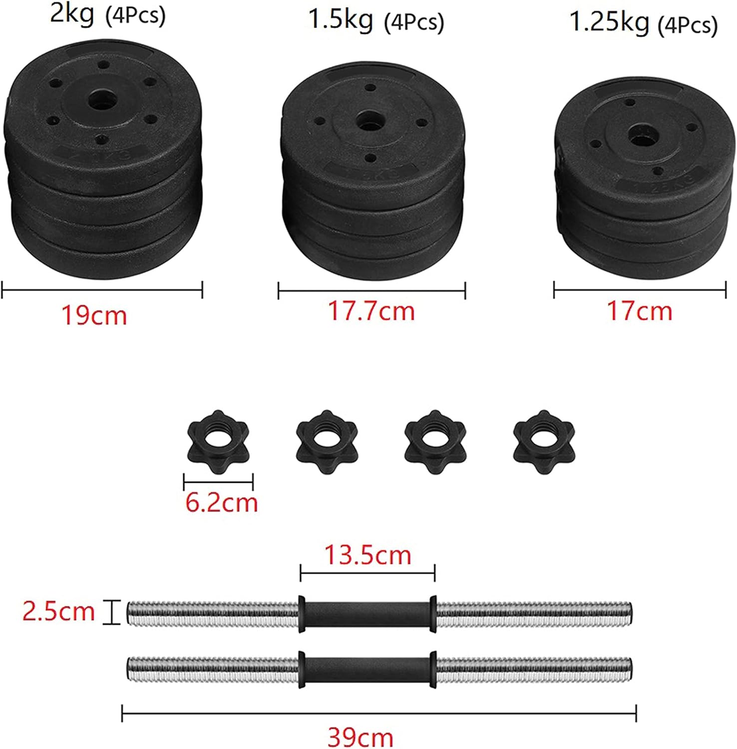 Yaheetech Set 2 Manubri Palestra Regolabili, Nero - immagine 2