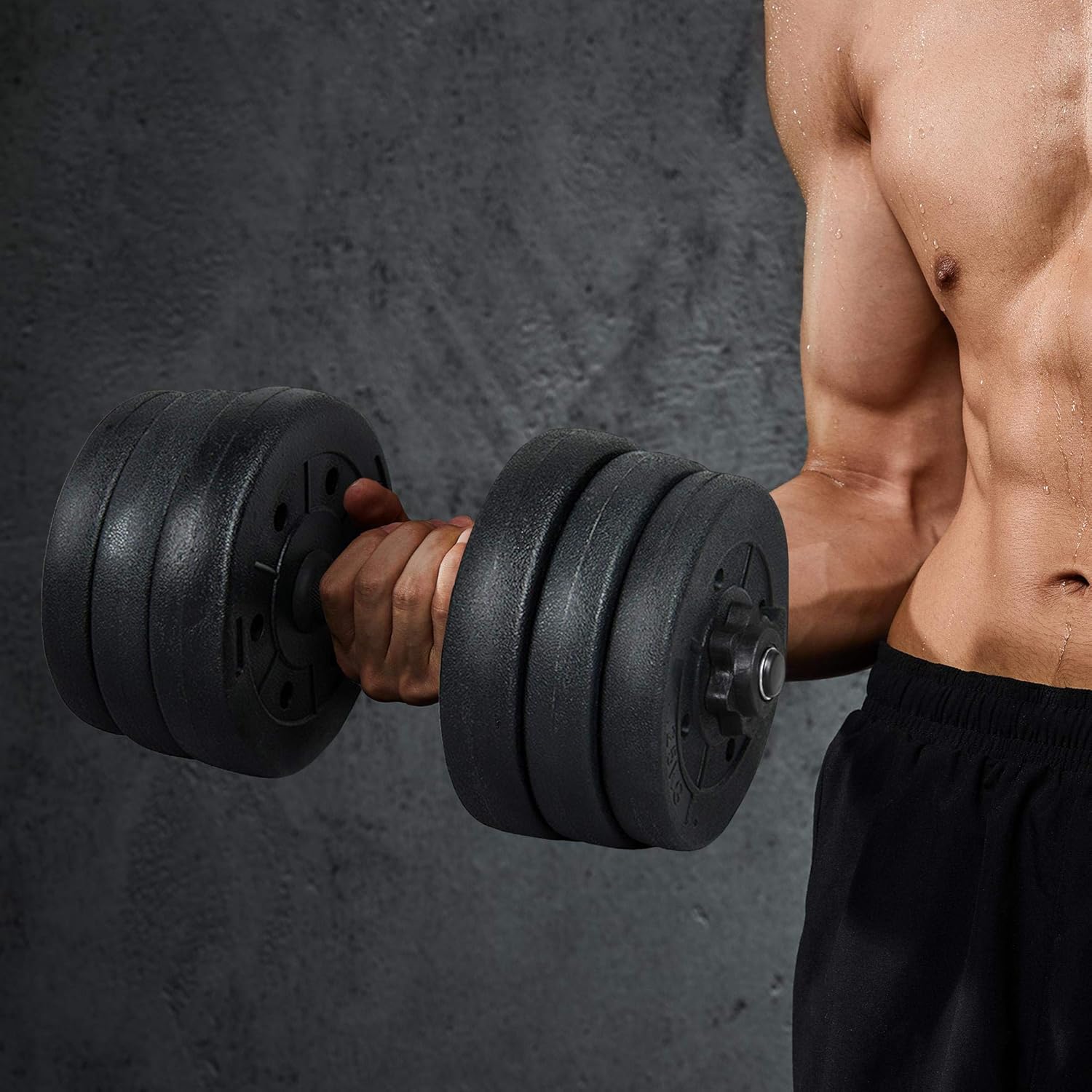 Yaheetech Set 2 Manubri Palestra Regolabili, Nero - immagine 3