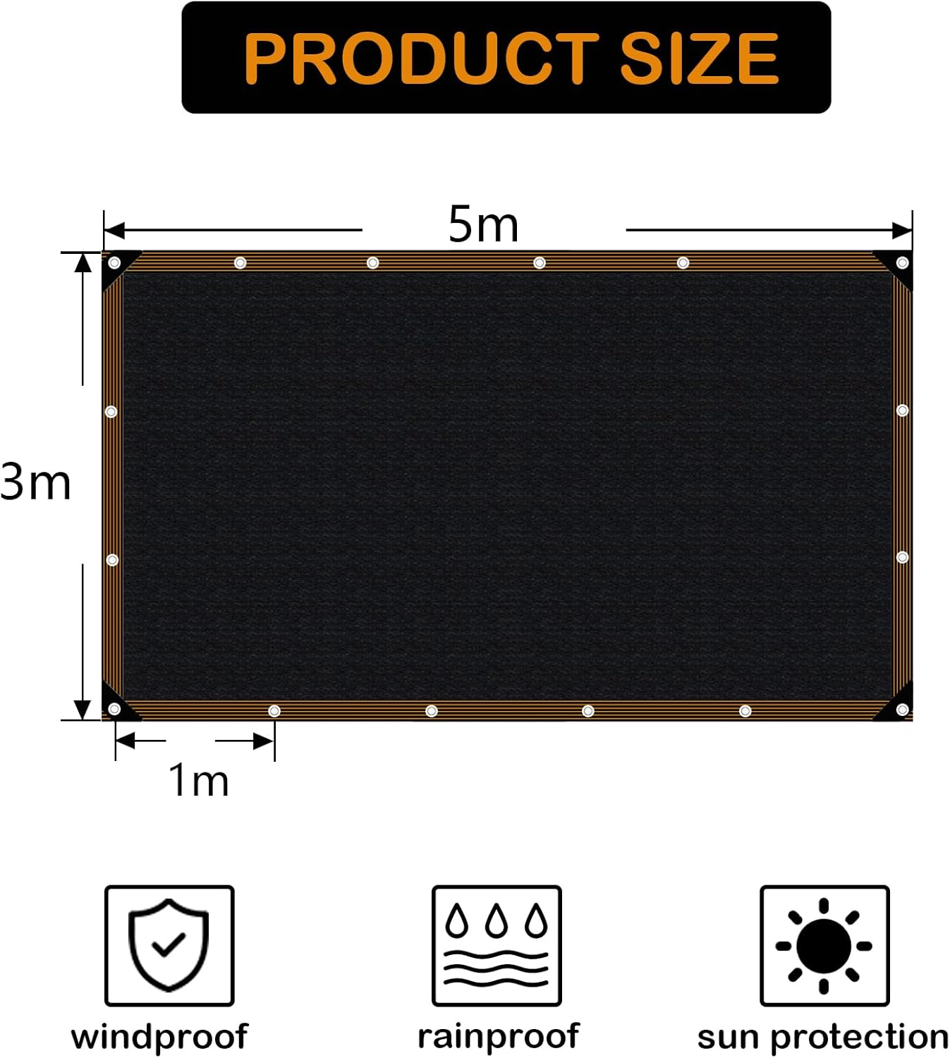 Rete Ombreggiante Telo Esterno con Occhielli 3x5m - immagine 6