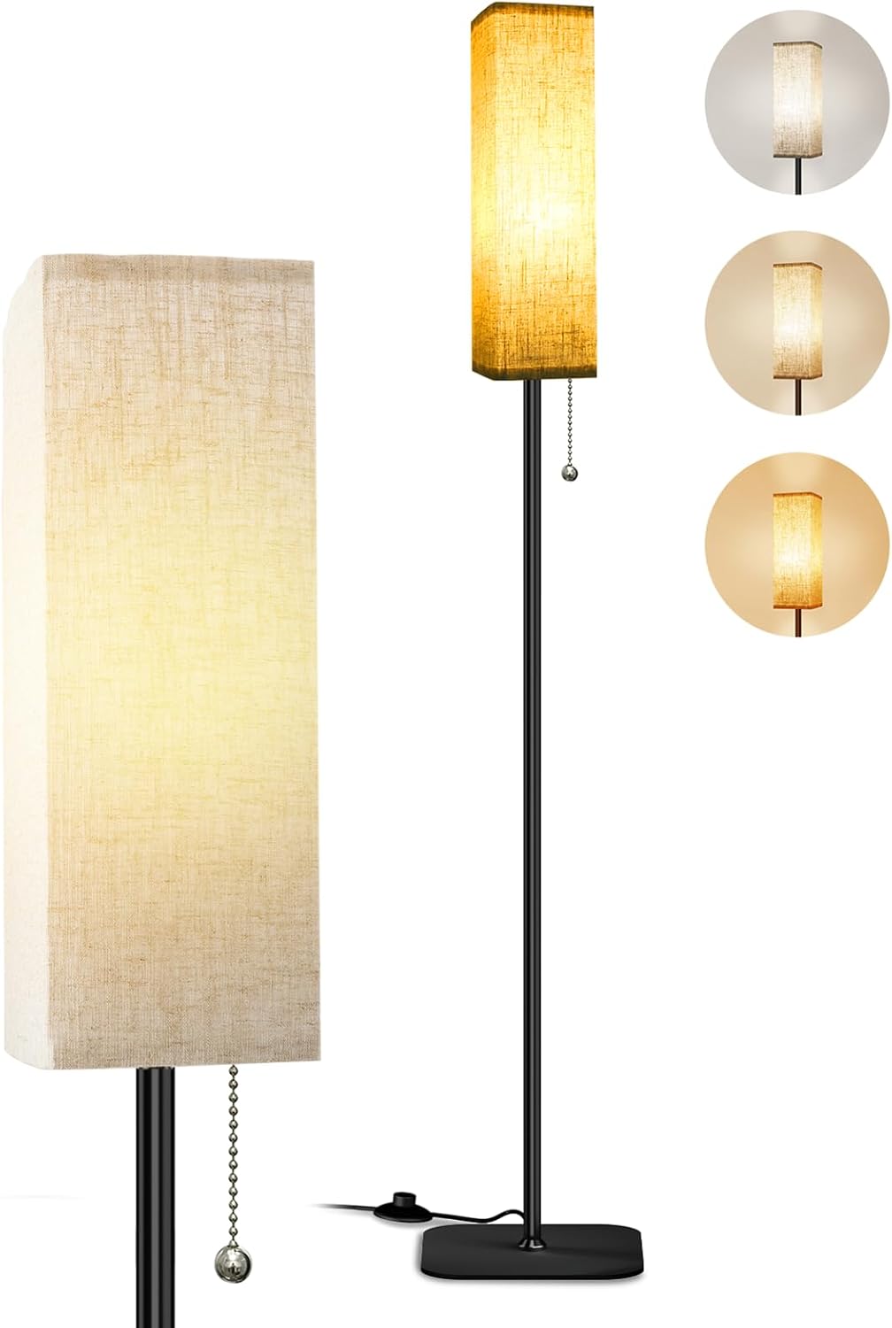Lampada da Terra Moderna con Paralume in Lino 170cm - immagine 7