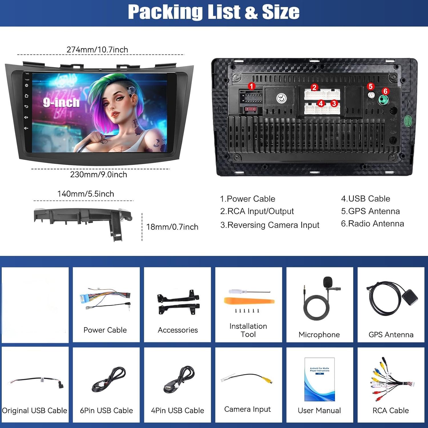 Sixwin Autoradio Android 13 8 Core 6+128GB 9" HD - immagine 3