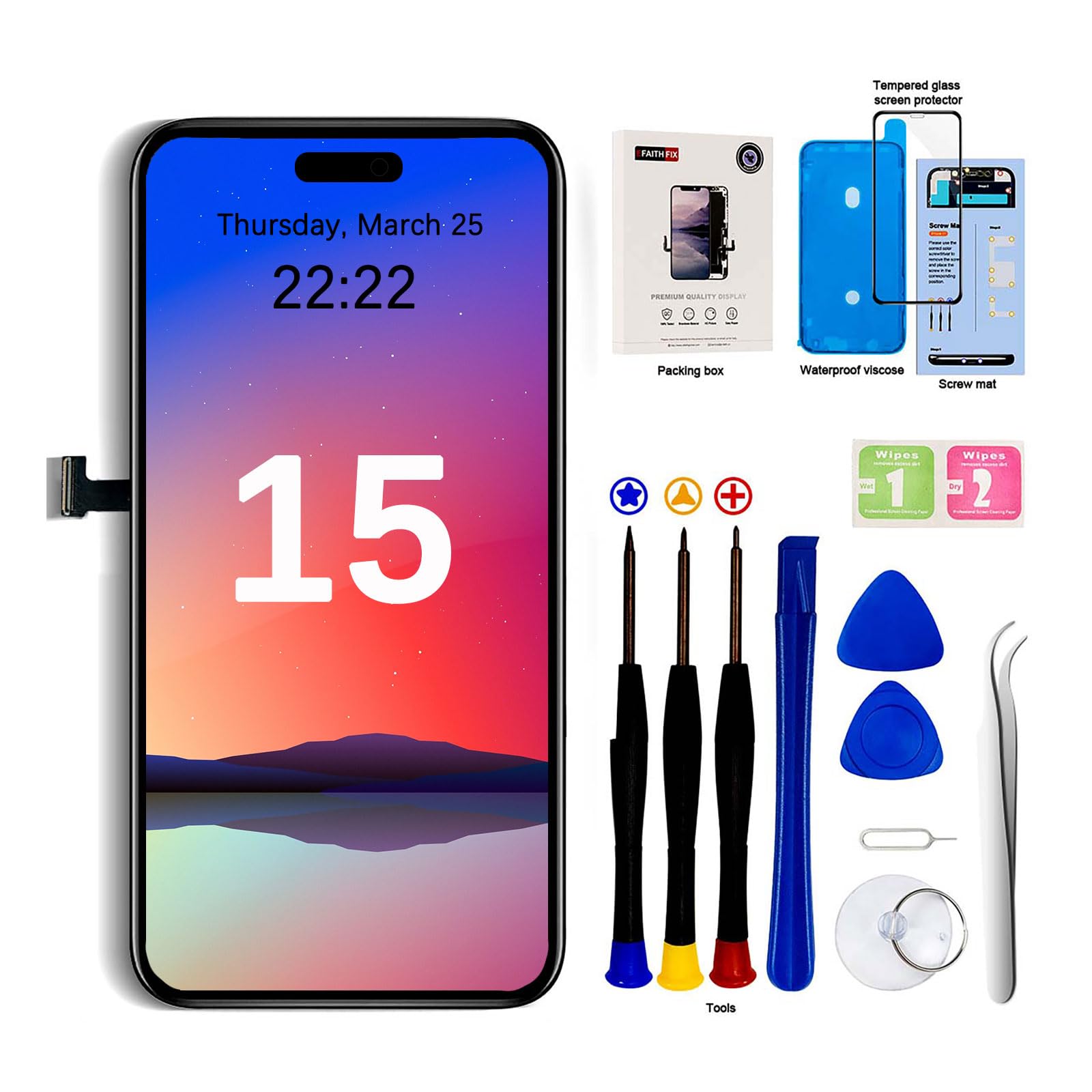 EFAITH Schermo per iPhone 15 LCD Full HD