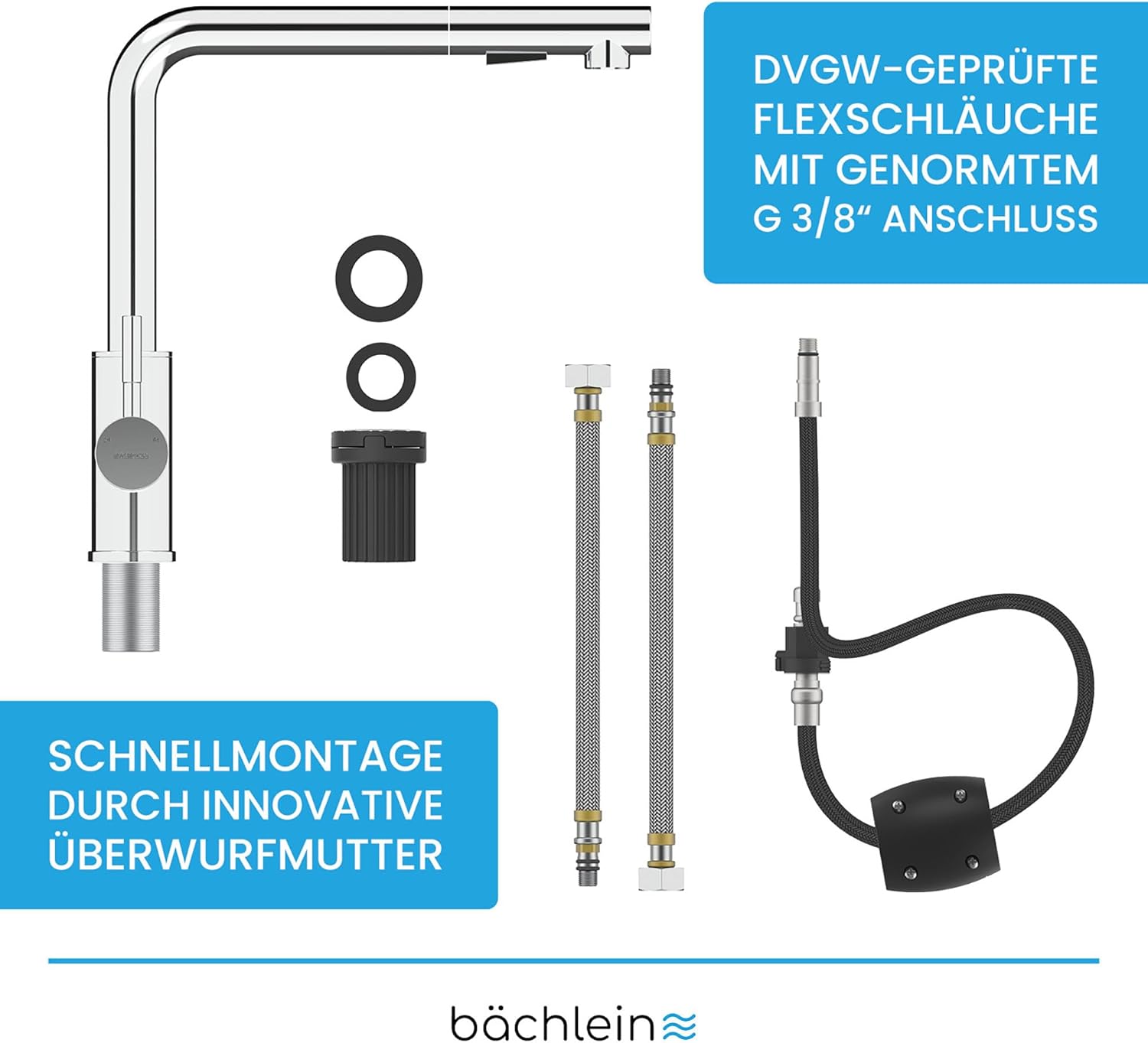 Bächlein Varvaro - Rubinetto Cucina Girevole 360°, Cromato - immagine 4