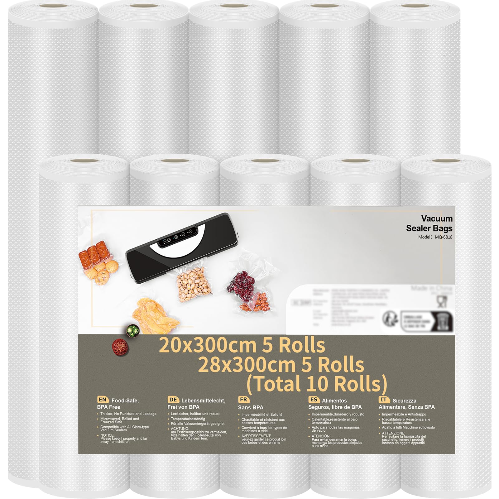 Sacchetti Sottovuoto Alimenti 10 Rolls Senza BPA