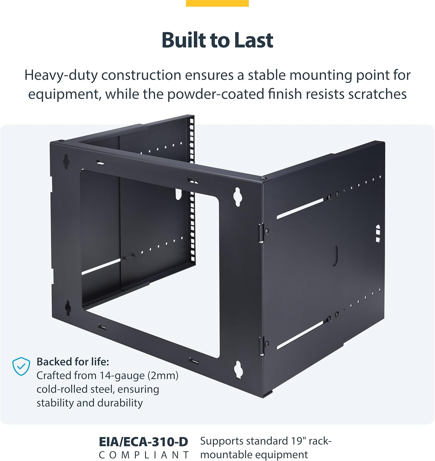 Startech.com Staffa Rack 19" 8U a Parete, Profondità Regolabile - immagine 5