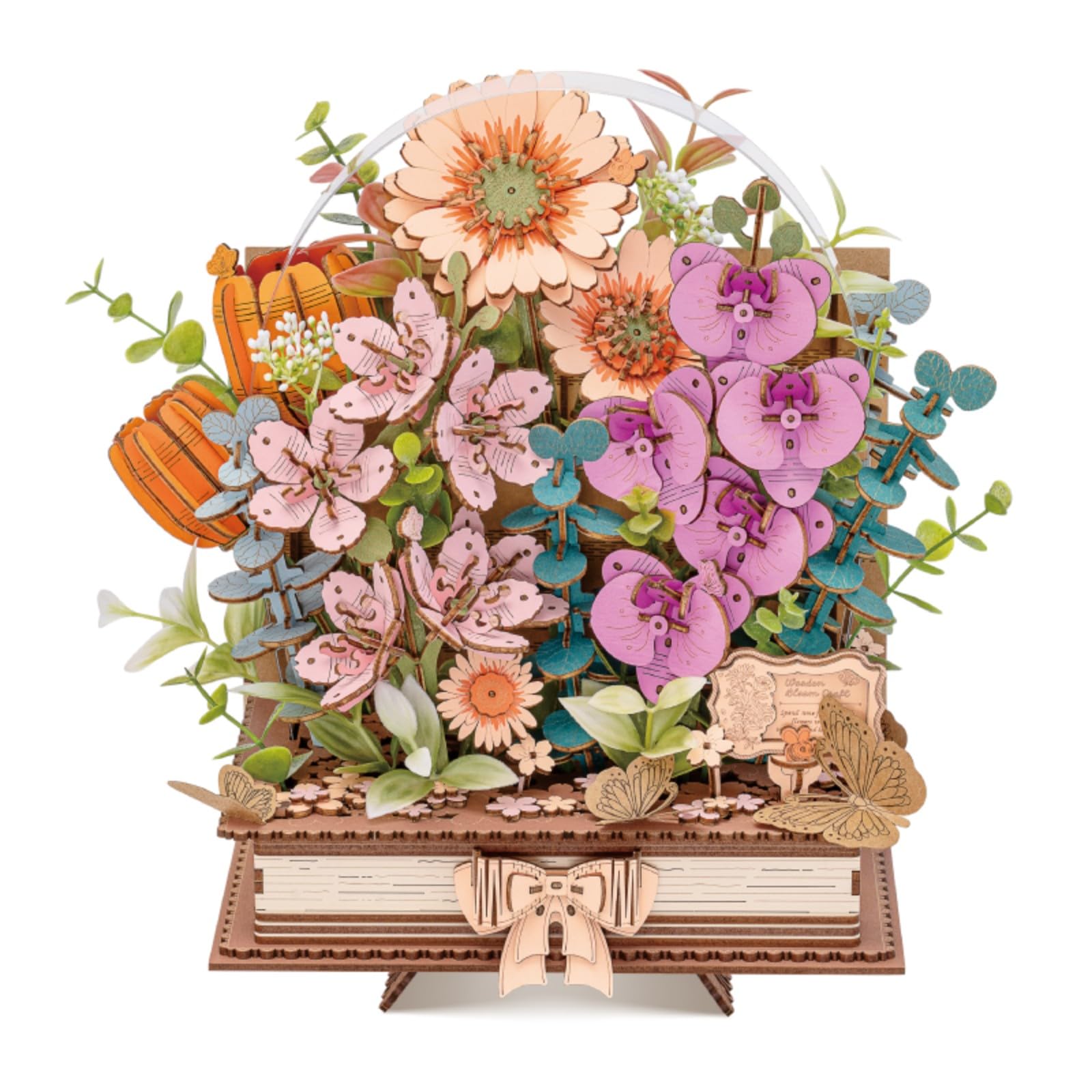 Rowood Puzzle 3D in Legno con Fiori - Libro di Fiori