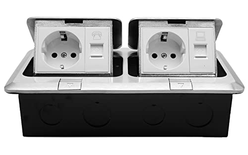 Presa da Incasso a Pavimento - 2 Prese + Rete + Telefono