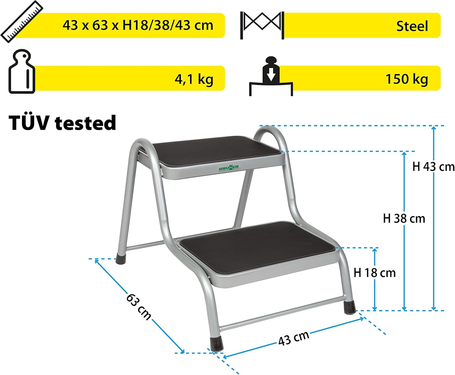 BRUNNER Gradino King Step Double, Grigio, Standard - immagine 7