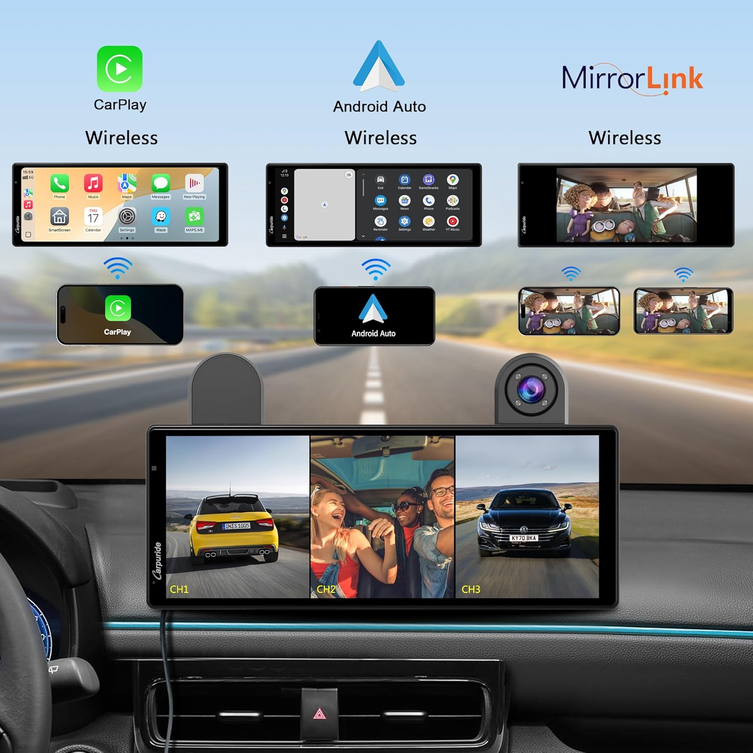 Carpuride W903S CarPlay Android Auto Portatile con Dashcam - immagine 2