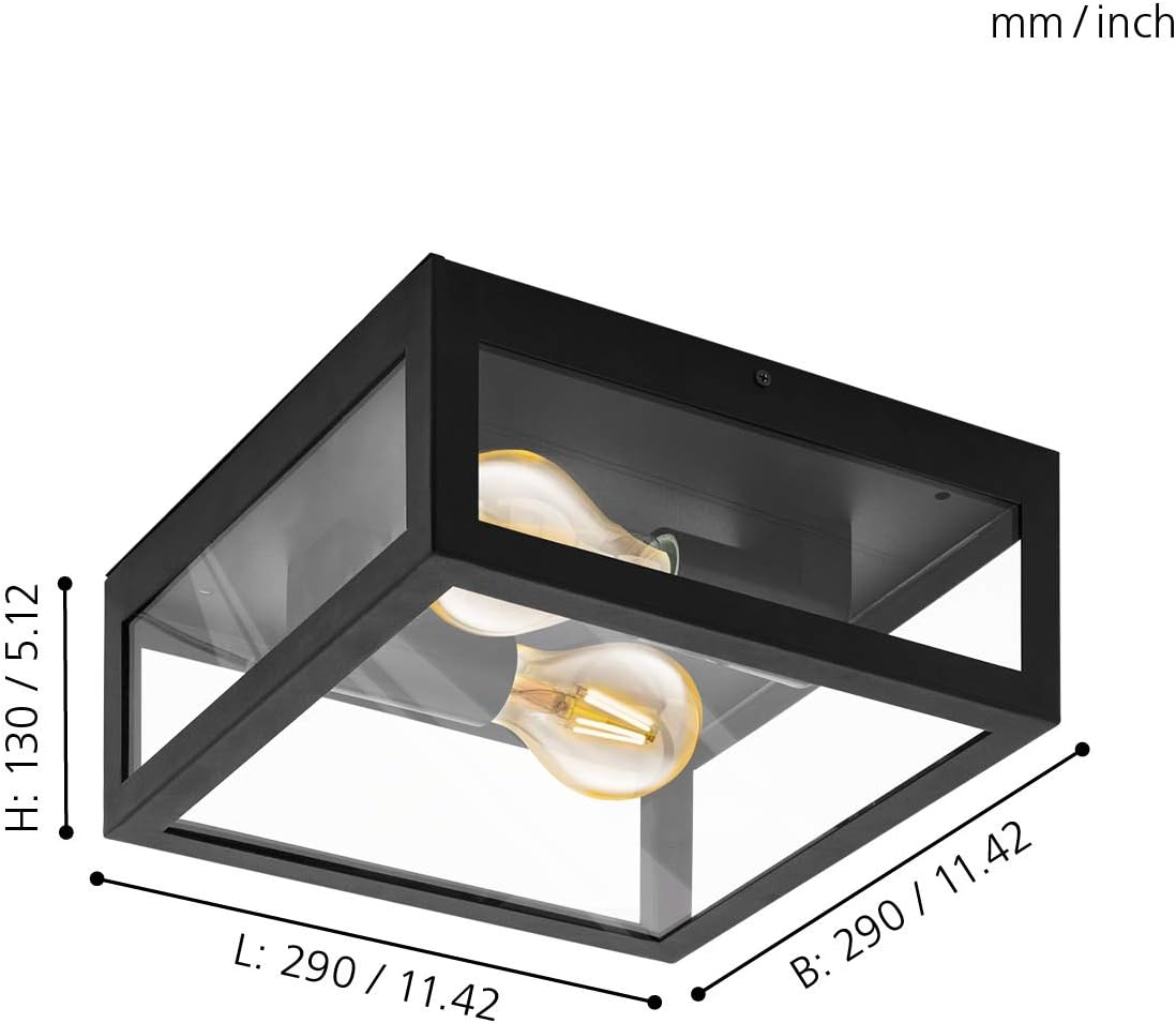 Eglo Plafoniera da esterno Alamonte 1, Nero - immagine 5