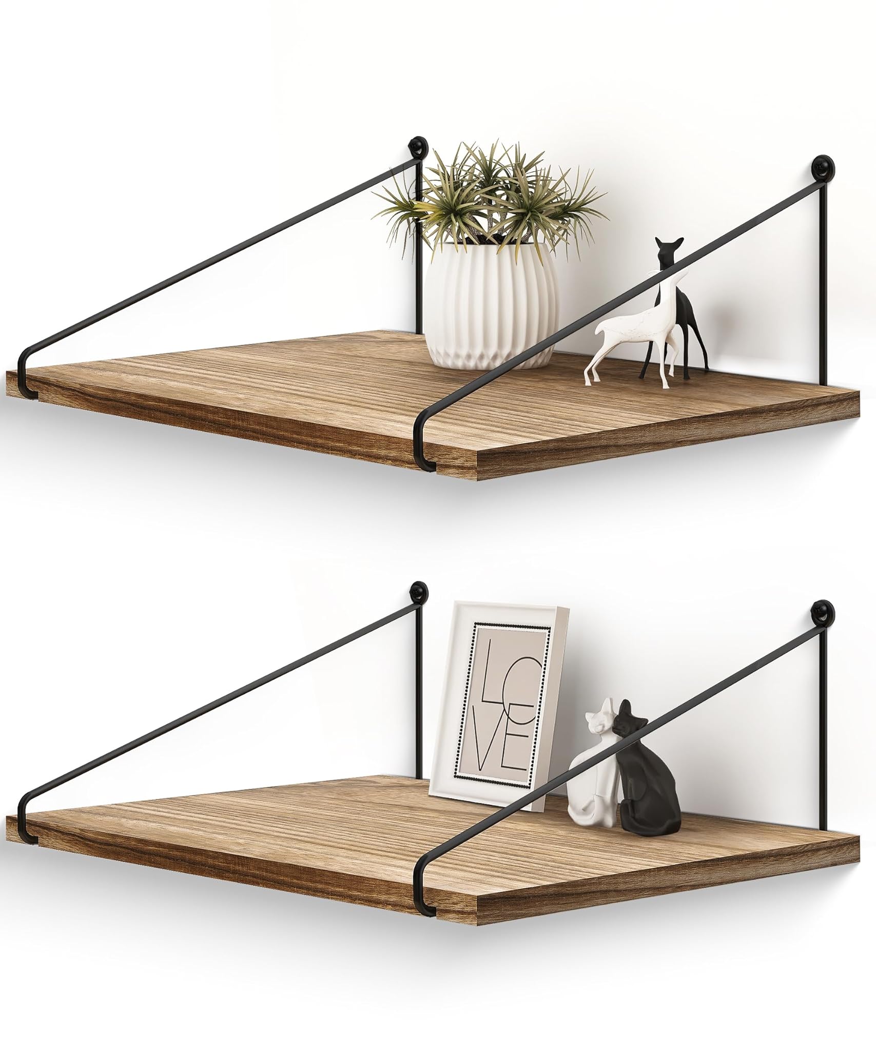 Afuly Mensole da Muro Legno e Metallo 42x30 cm (Set 2)