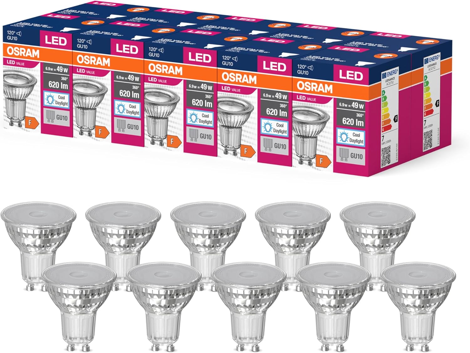 Osram Valore a stella LED PAR16 GU10, 10 pezzi - immagine 1
