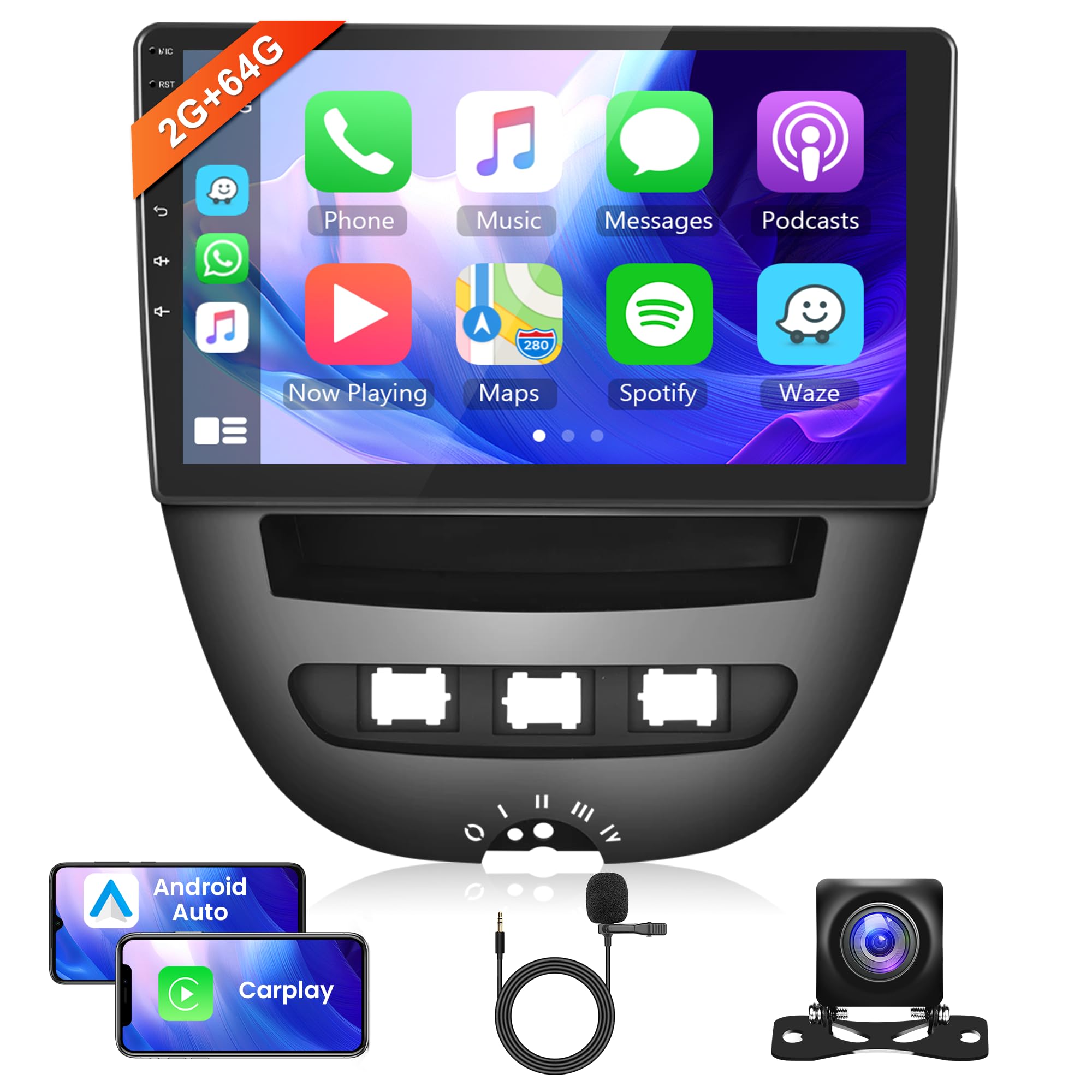 Autoradio Android 13 per Toyota Aygo/Peugeot 107/Citroën C1 10.1"
