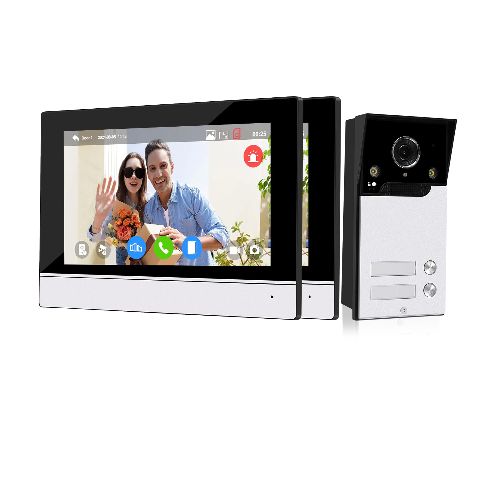 Tuya Videocitofono WiFi 4 Fili Kit Smart 7'' Monitor Touchscreen