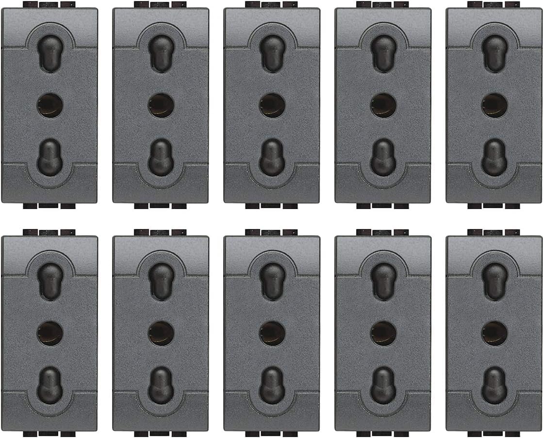 BTicino ASTL4180 Kit 10 Pezzi Presa Bipasso Nera