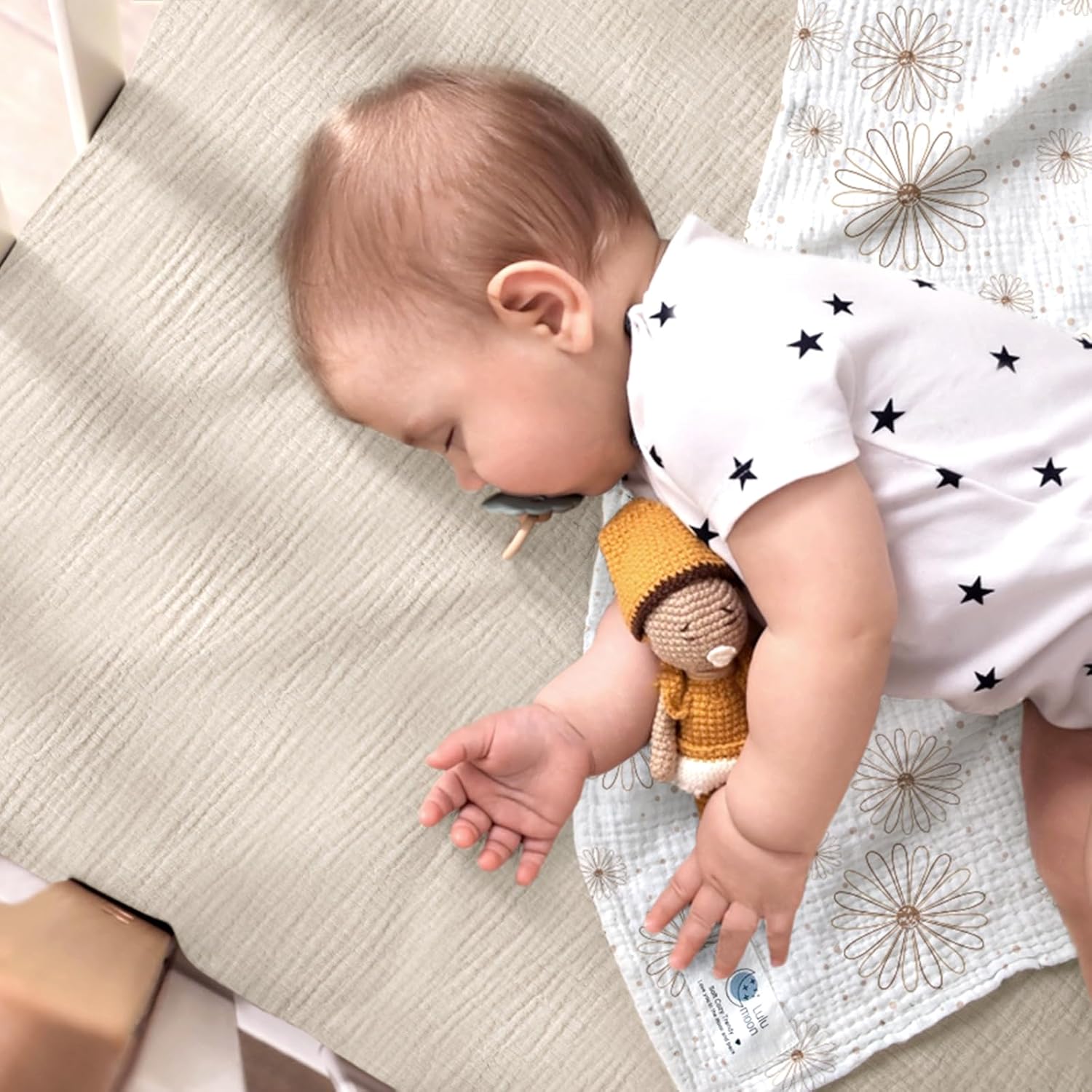 lulumoon Lenzuolo con Angoli in Mussola 100% Cotone - immagine 4