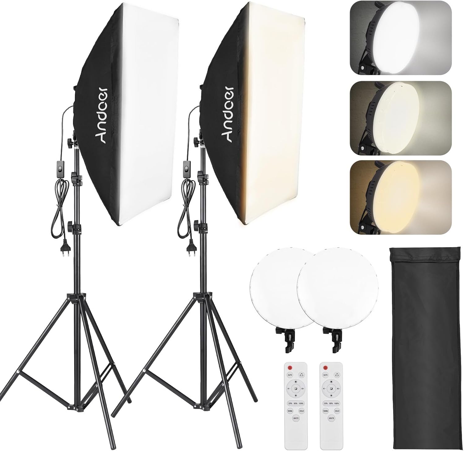 Andoer Softbox Set Studio Fotografico 2x 50x70cm - immagine 1