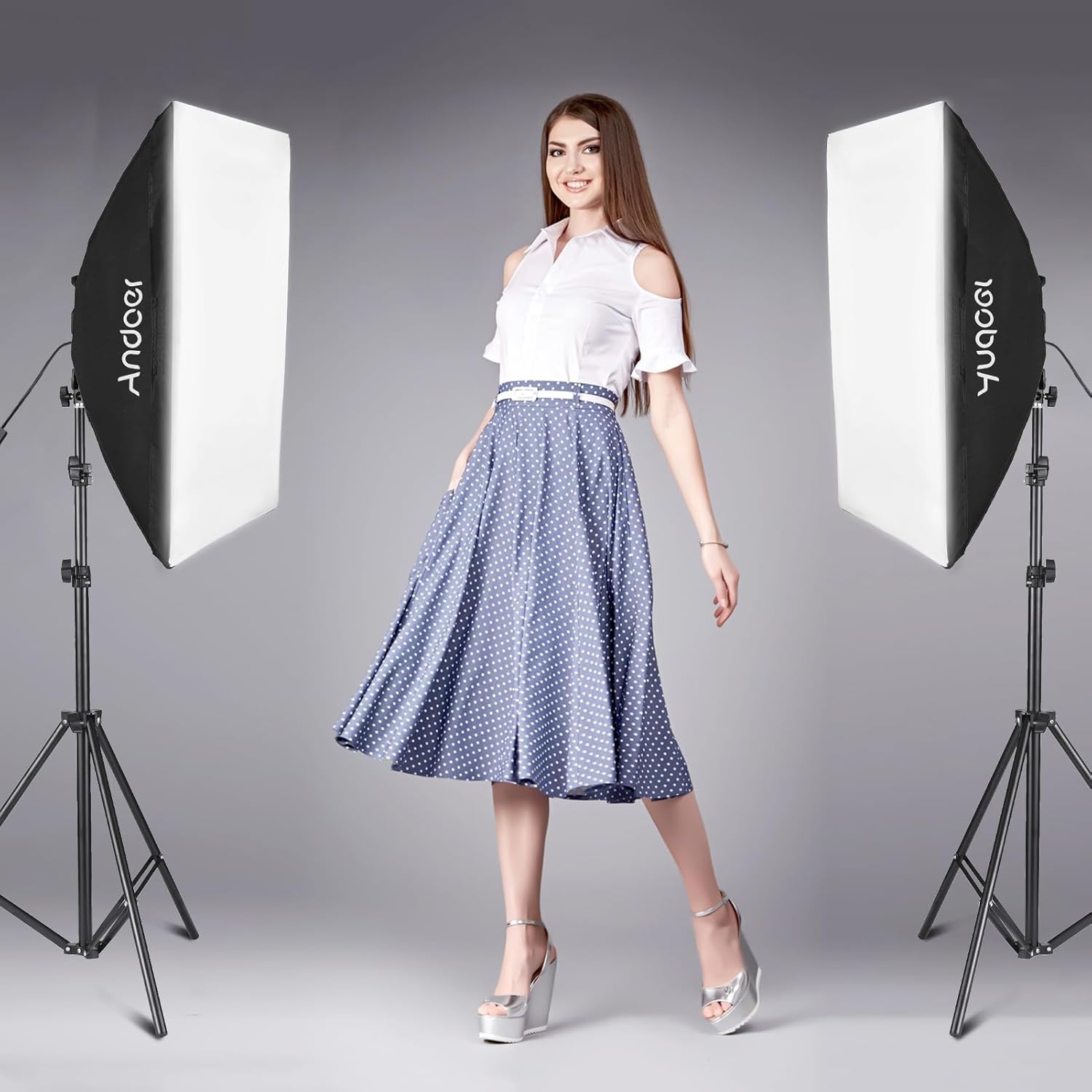 Andoer Softbox Set Studio Fotografico 2x 50x70cm - immagine 2