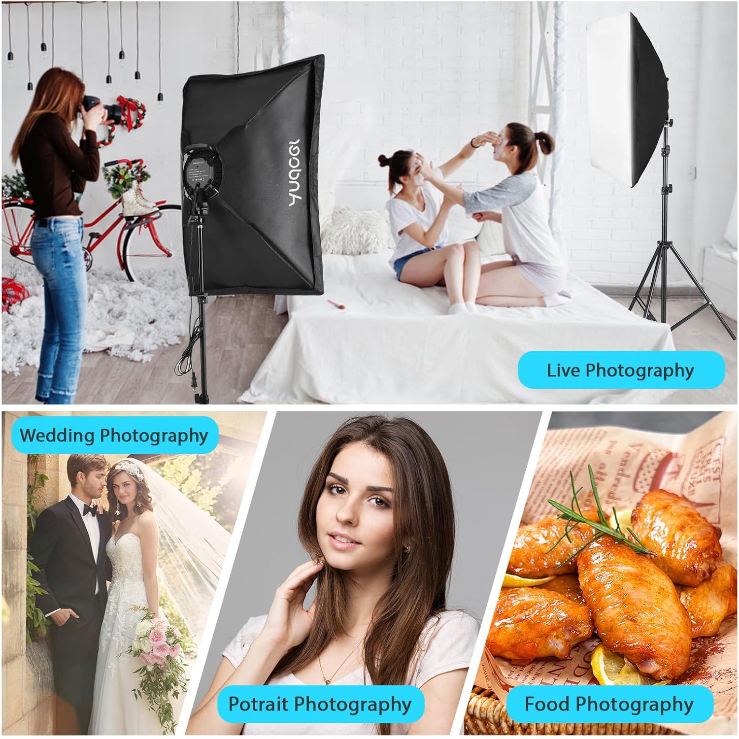 Andoer Softbox Set Studio Fotografico 2x 50x70cm - immagine 4