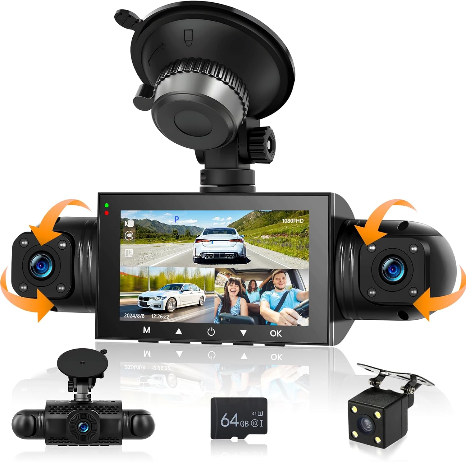 Motorsi Mirror Dash Cam 4 Canali Anteriore Posteriore - immagine 1