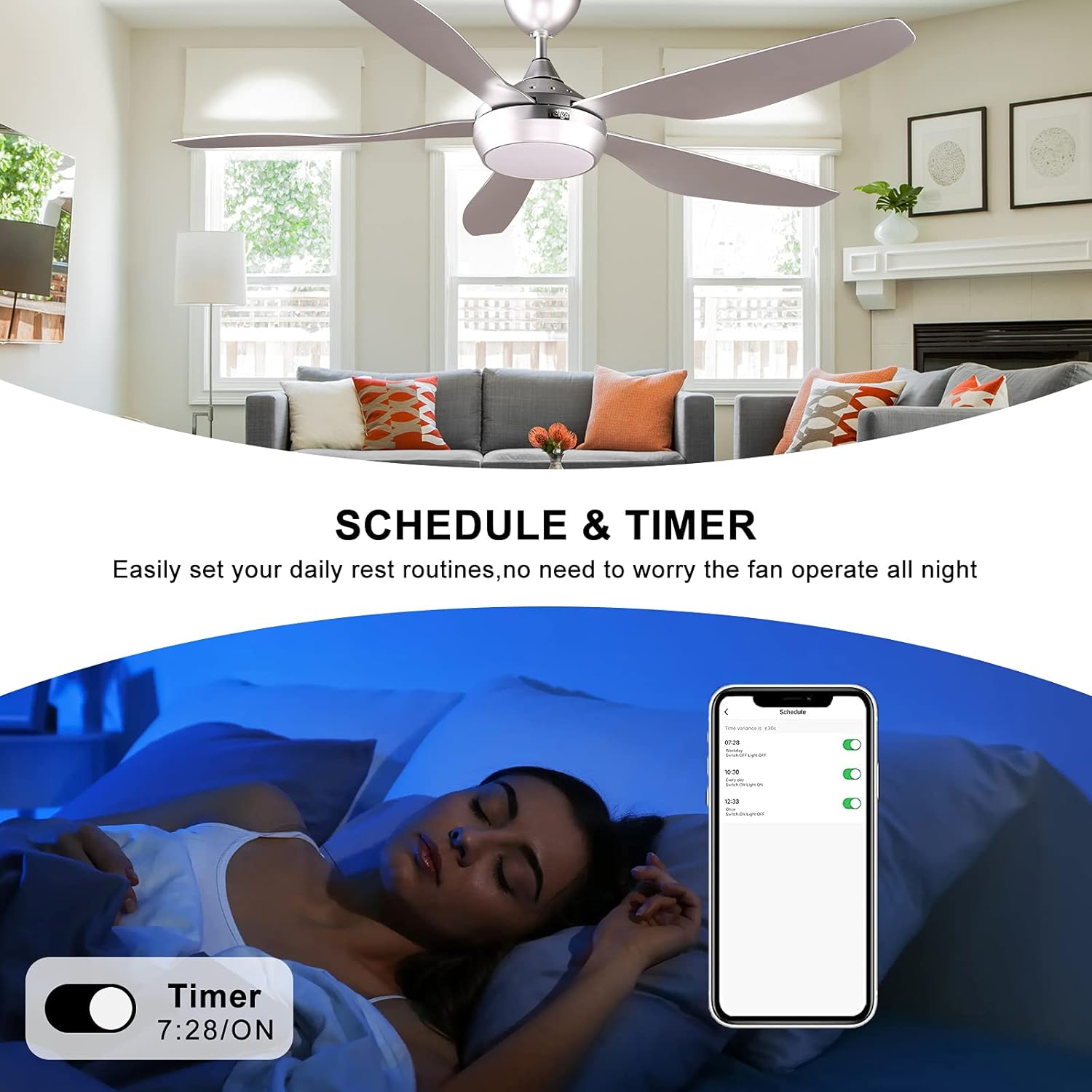 Reiga Ventilatore da Soffitto Smart 137CM Silver DC - immagine 8