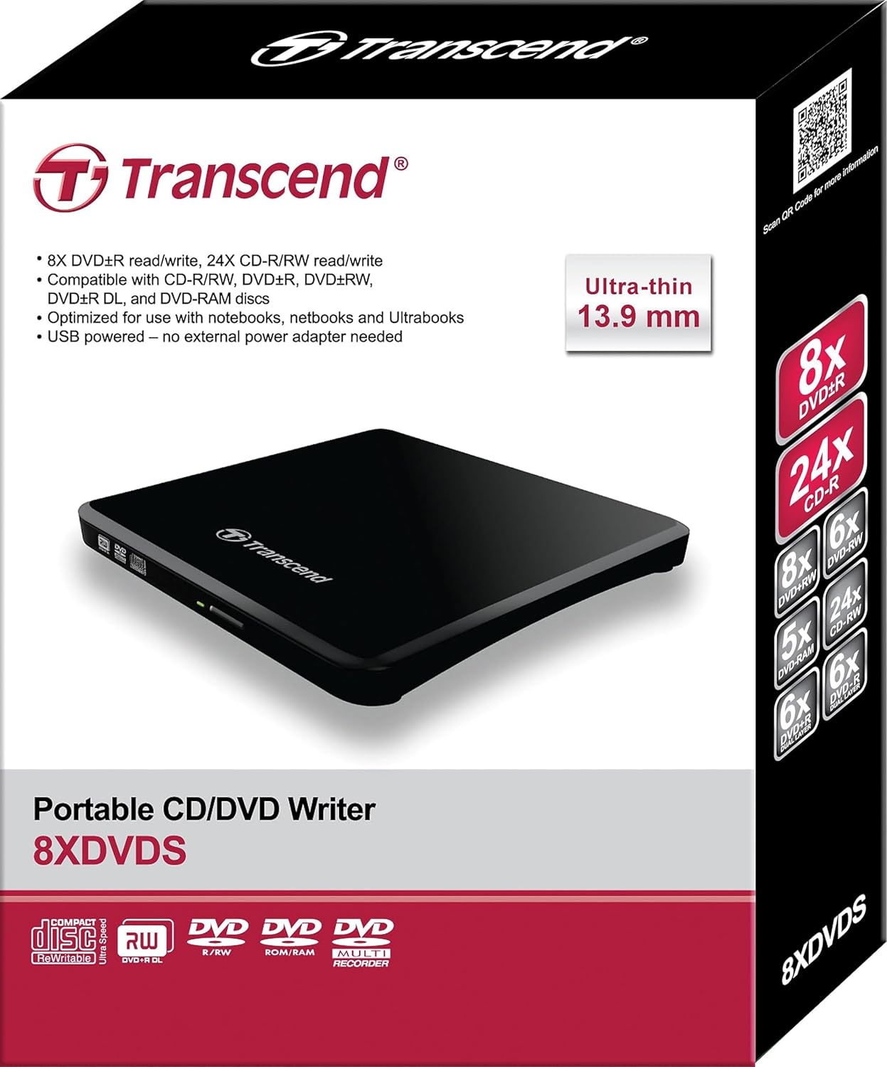 Transcend Masterizzatore DVD Portatile TS8XDVDS-K - immagine 2
