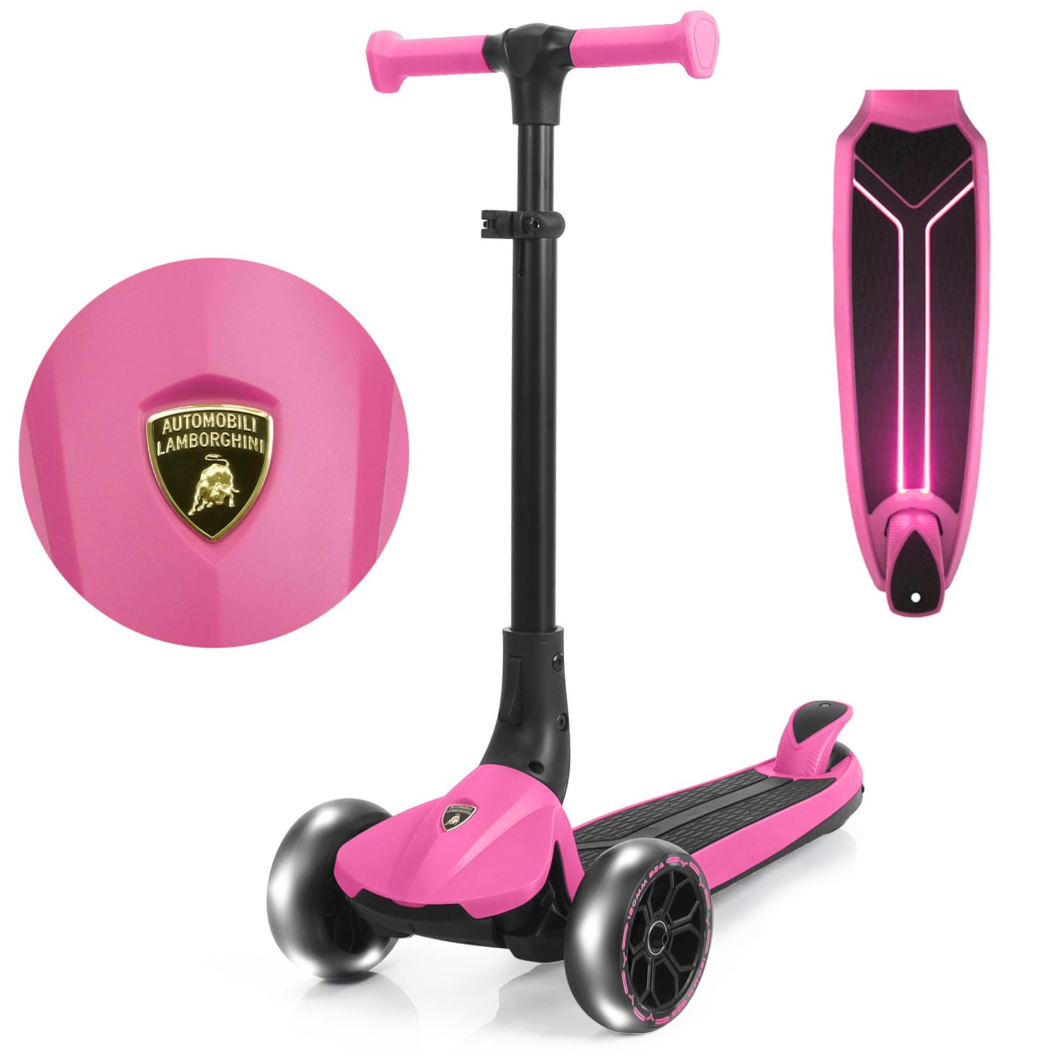 Lamborghini Monopattino Bambino Pieghevole con Ruote LED