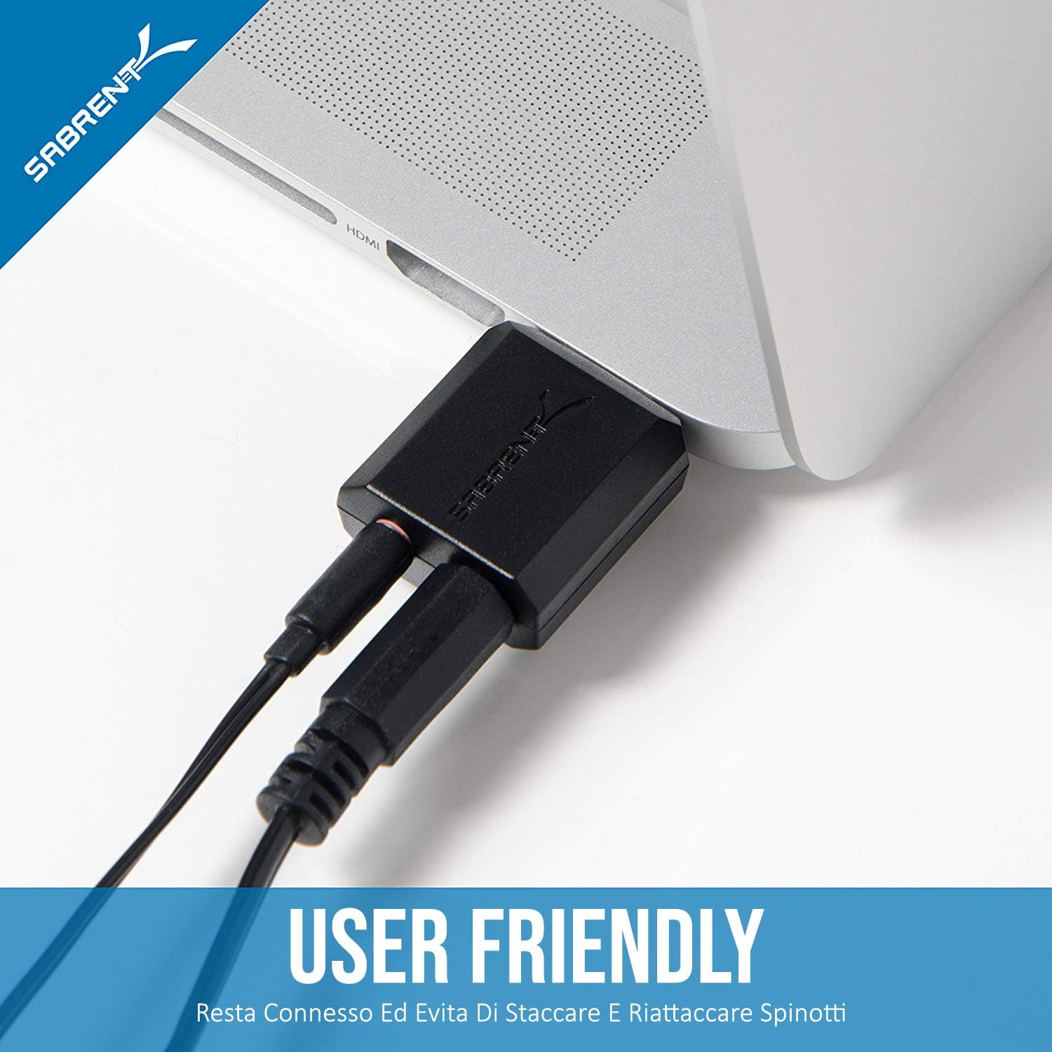 Sabrent Scheda Audio USB Esterna AU-MMSA, Nera - immagine 5