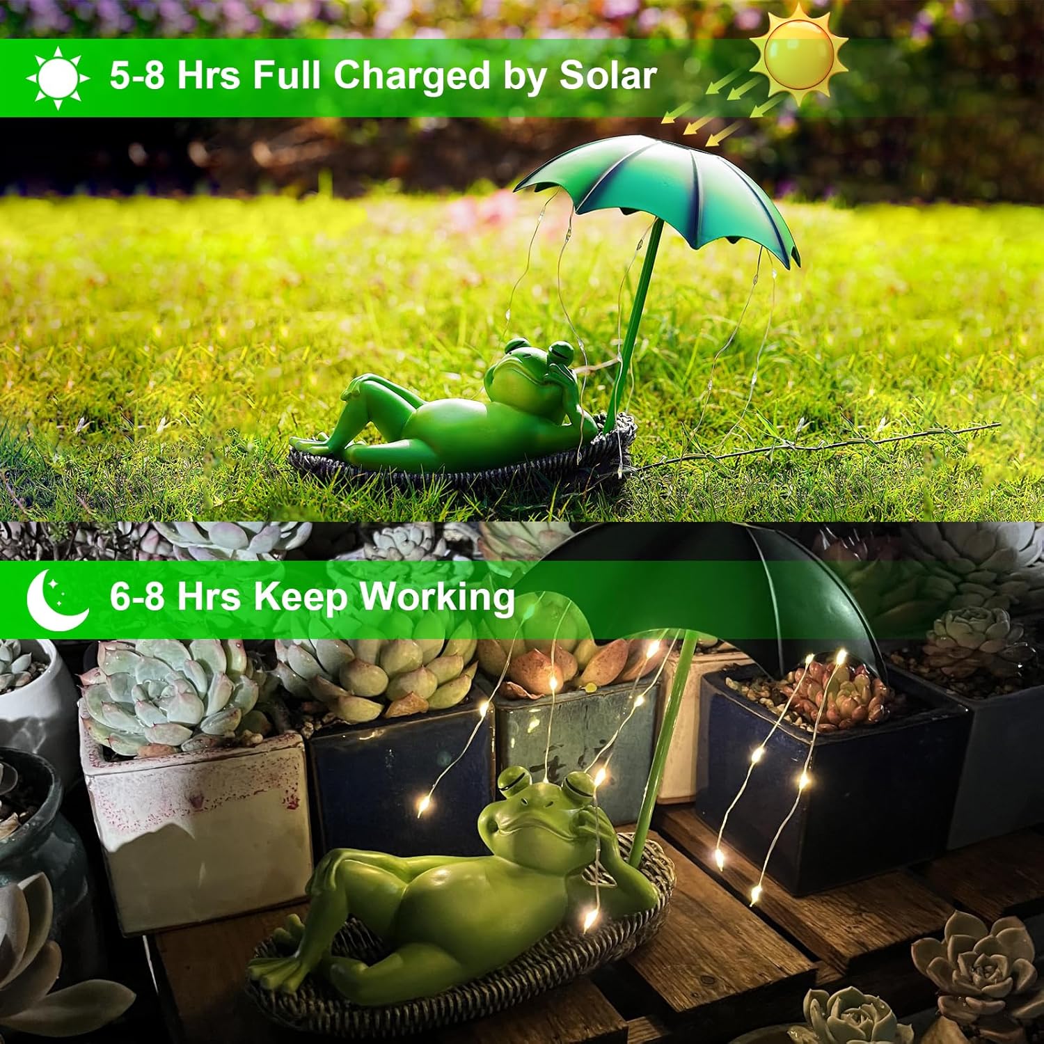 Decorazione Giardino Rana con Statua Solare LED - immagine 2