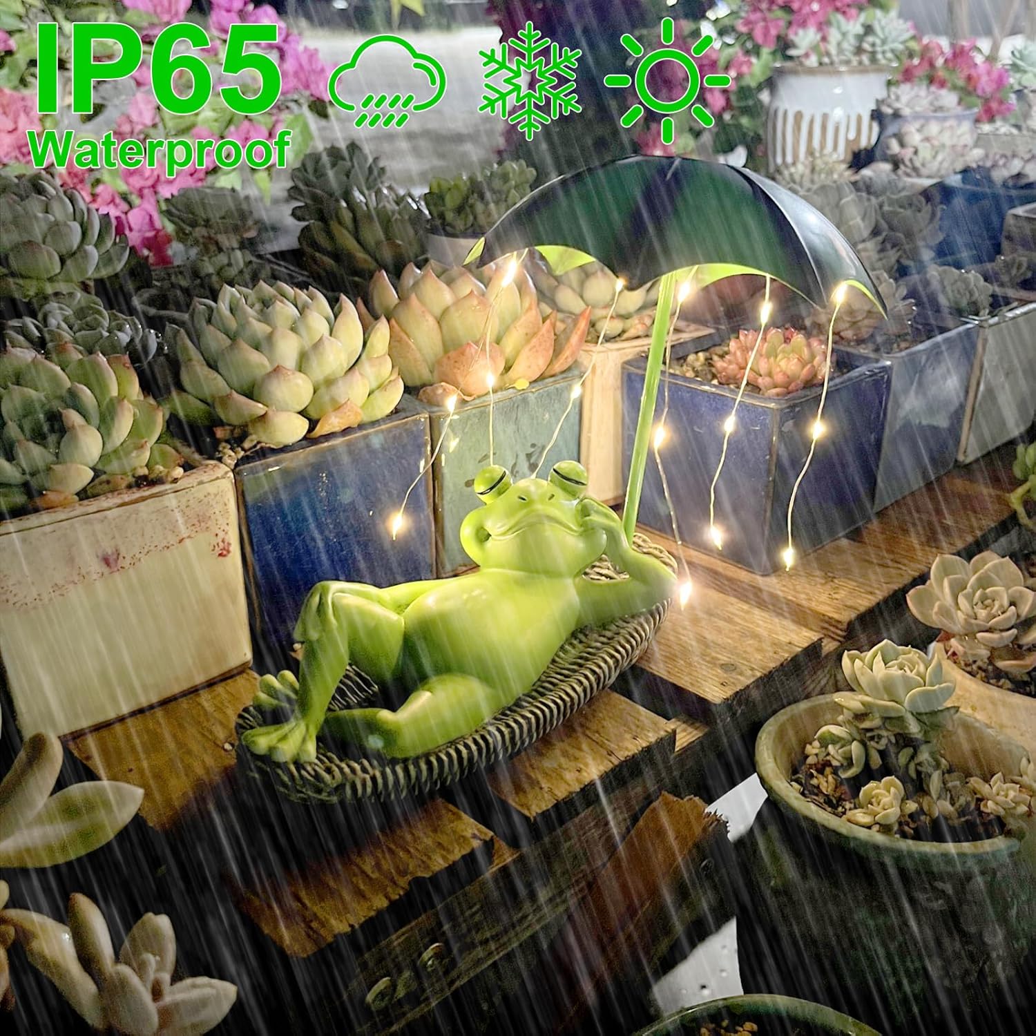 Decorazione Giardino Rana con Statua Solare LED - immagine 3