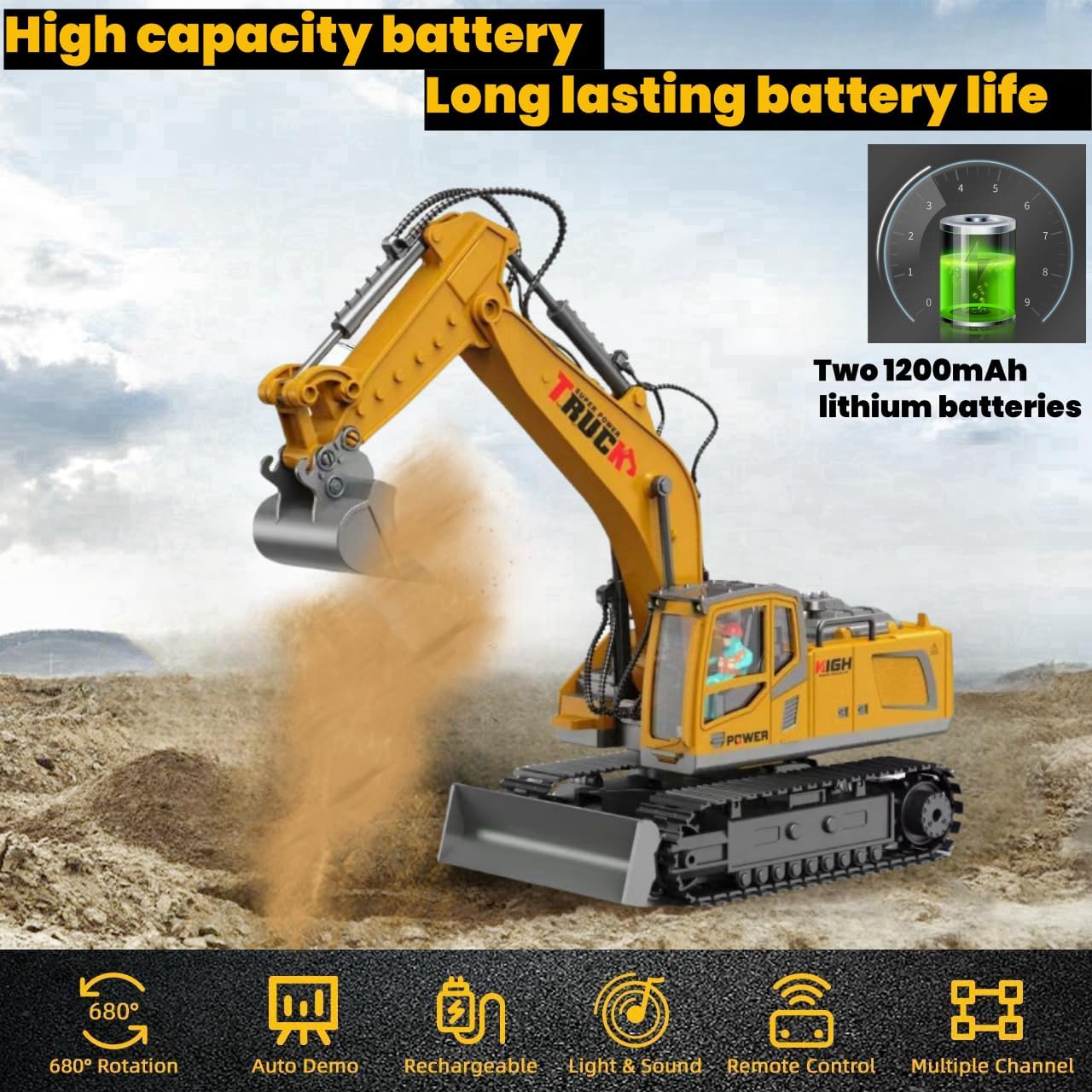 LioMaxi Escavatore Telecomandato 1:16 17 Canali - immagine 3