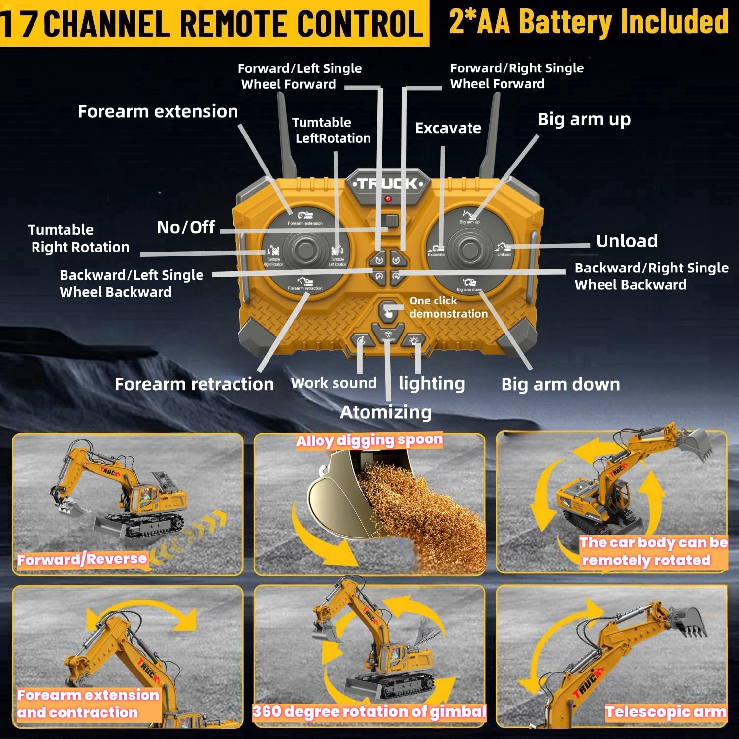 LioMaxi Escavatore Telecomandato 1:16 17 Canali - immagine 5