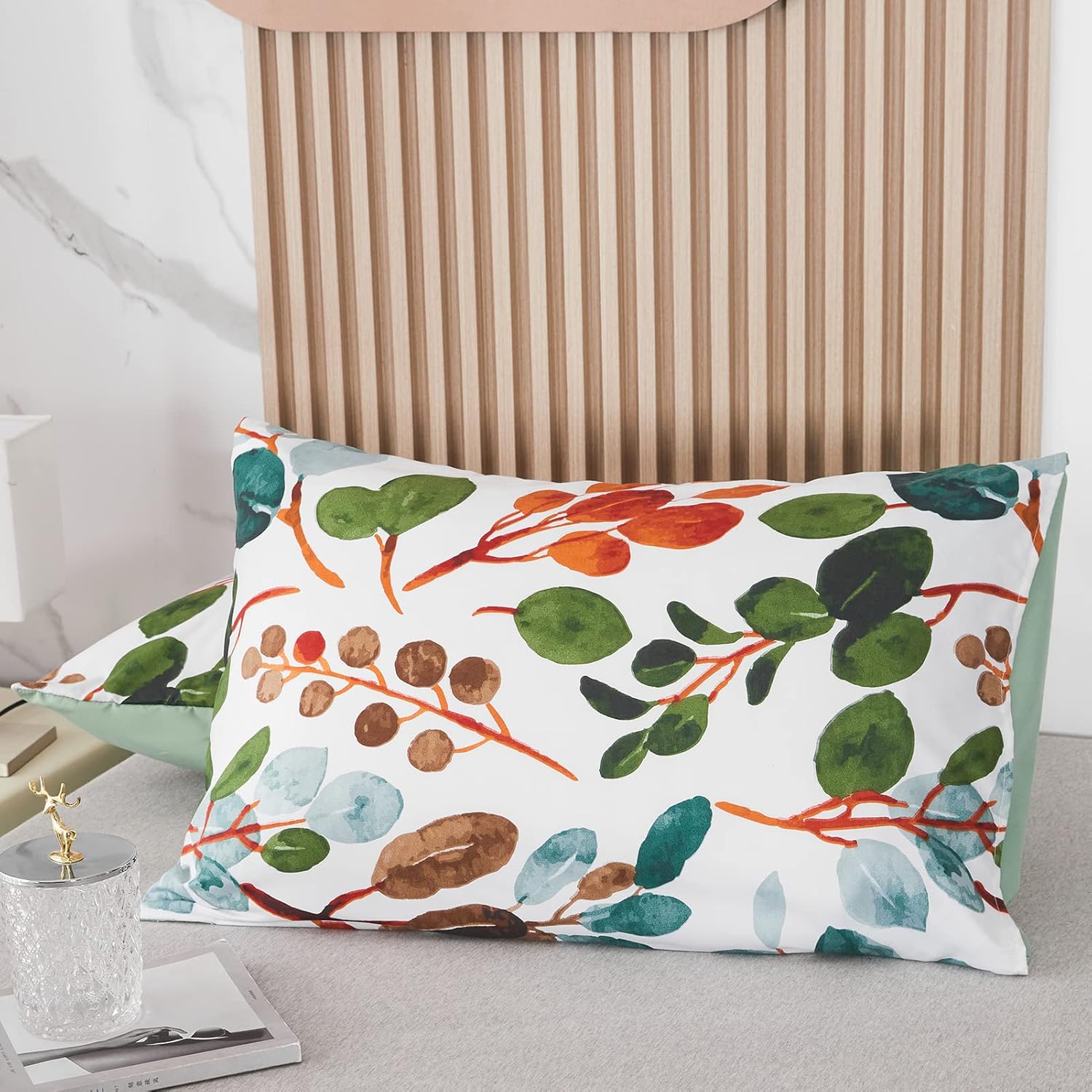 Jemiipee Set Copripiumino Floreale Matrimoniale, Verde - immagine 8