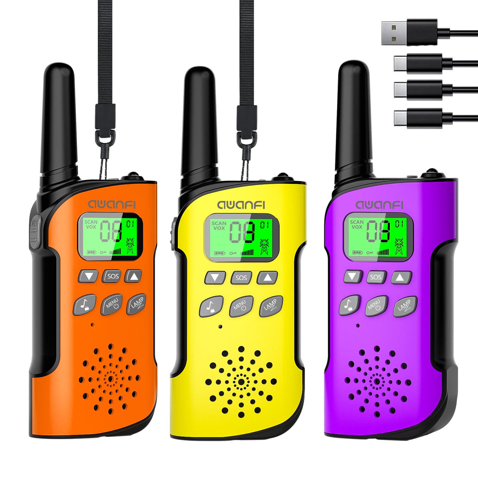 Awanfi Walkie-Talkie Bambini Ricaricabile - 3 Pezzi