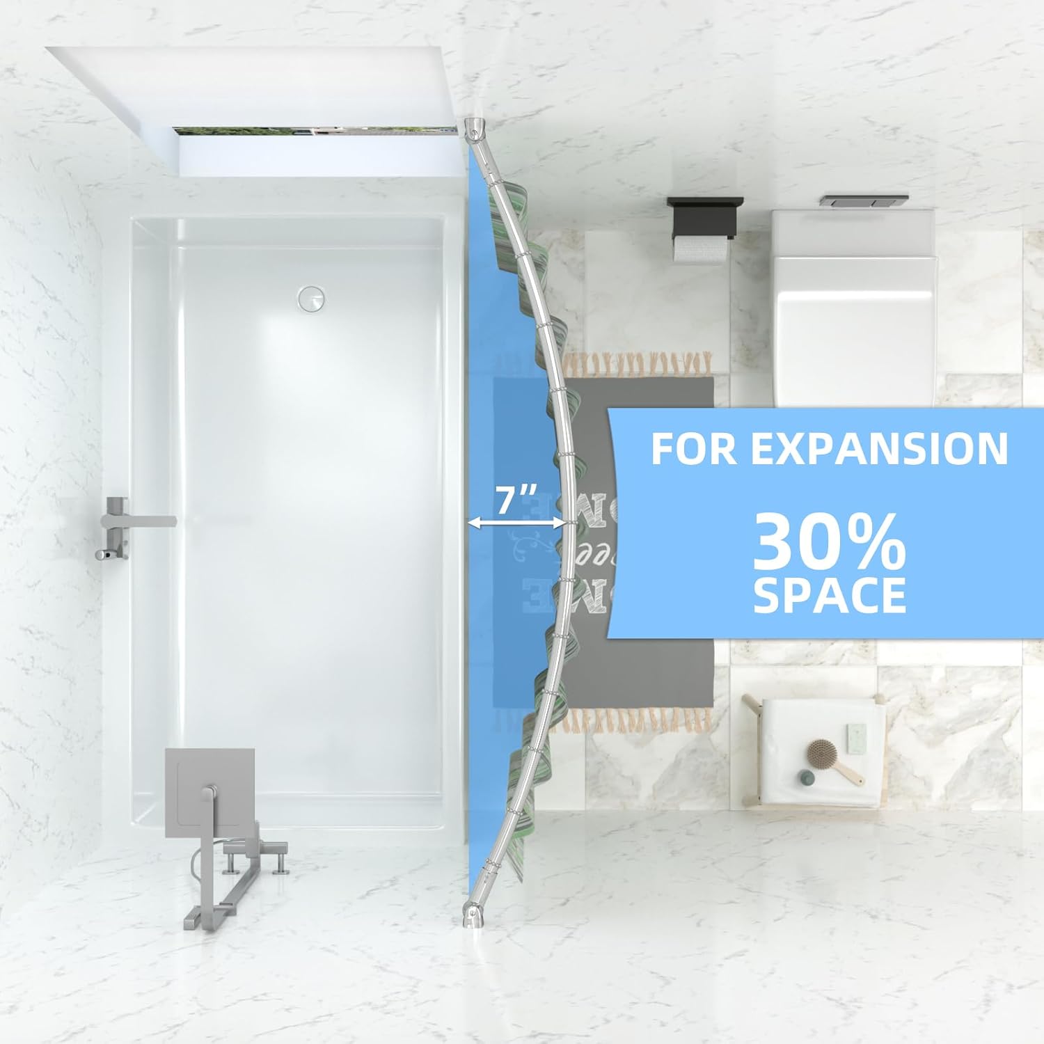 Misounda Asta Per Tenda Doccia a Curva 90-160cm - immagine 2