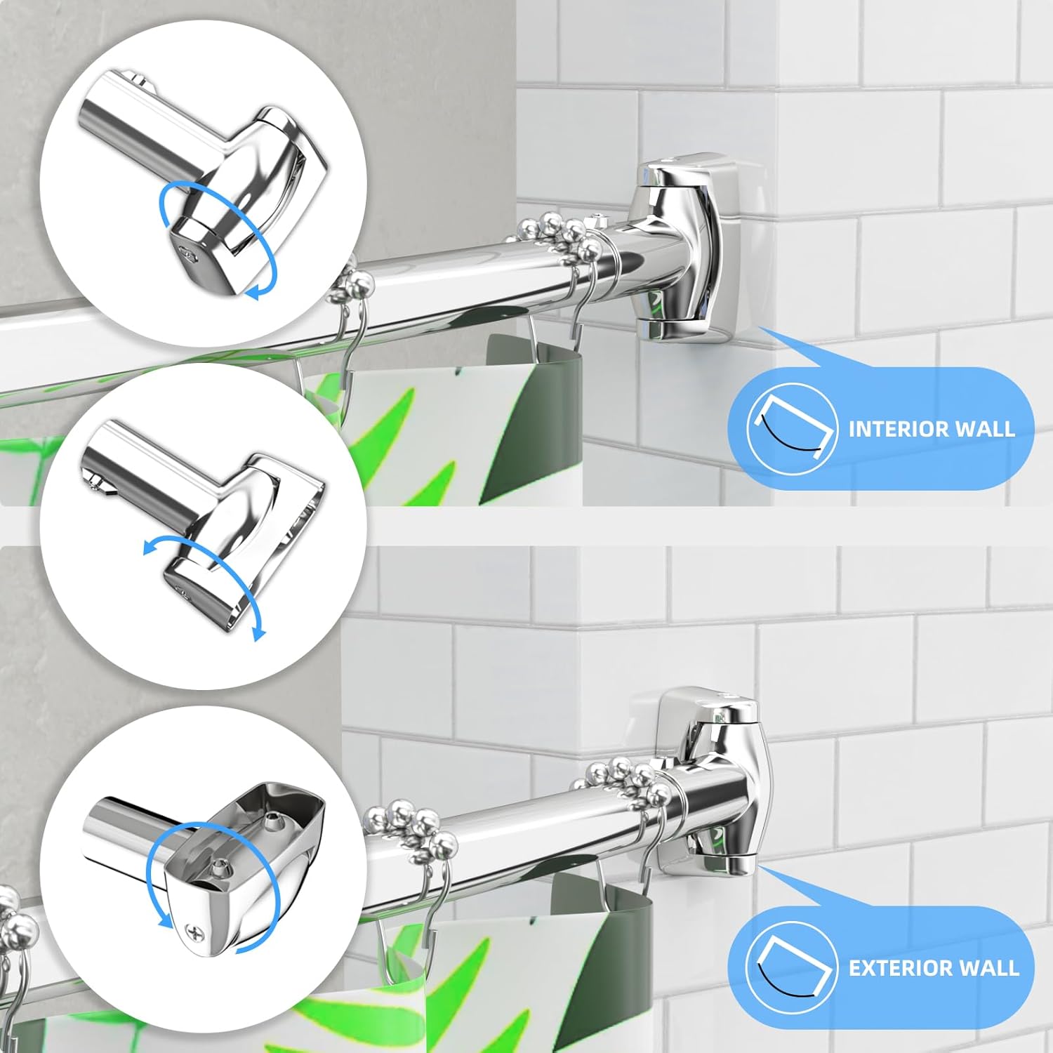 Misounda Asta Per Tenda Doccia a Curva 90-160cm - immagine 3