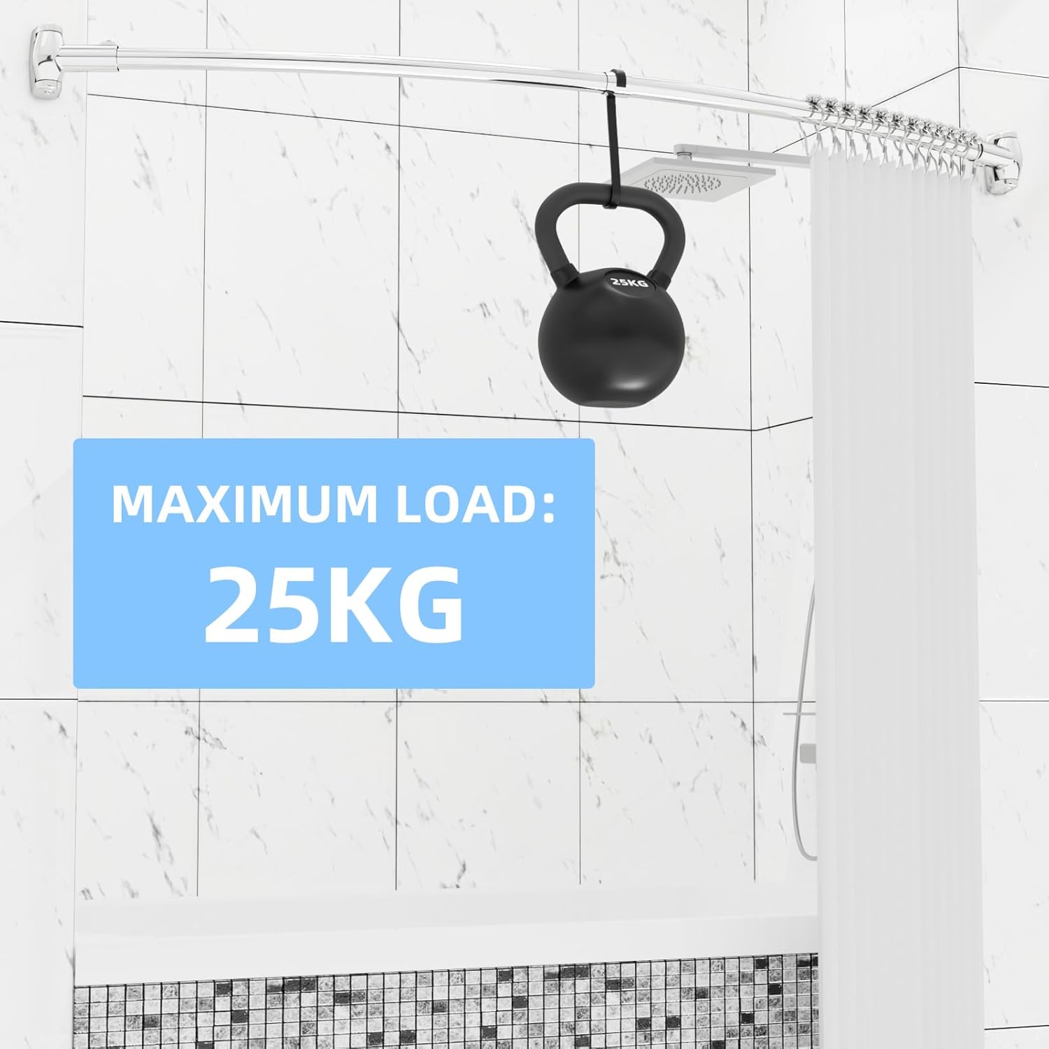 Misounda Asta Per Tenda Doccia a Curva 90-160cm - immagine 5