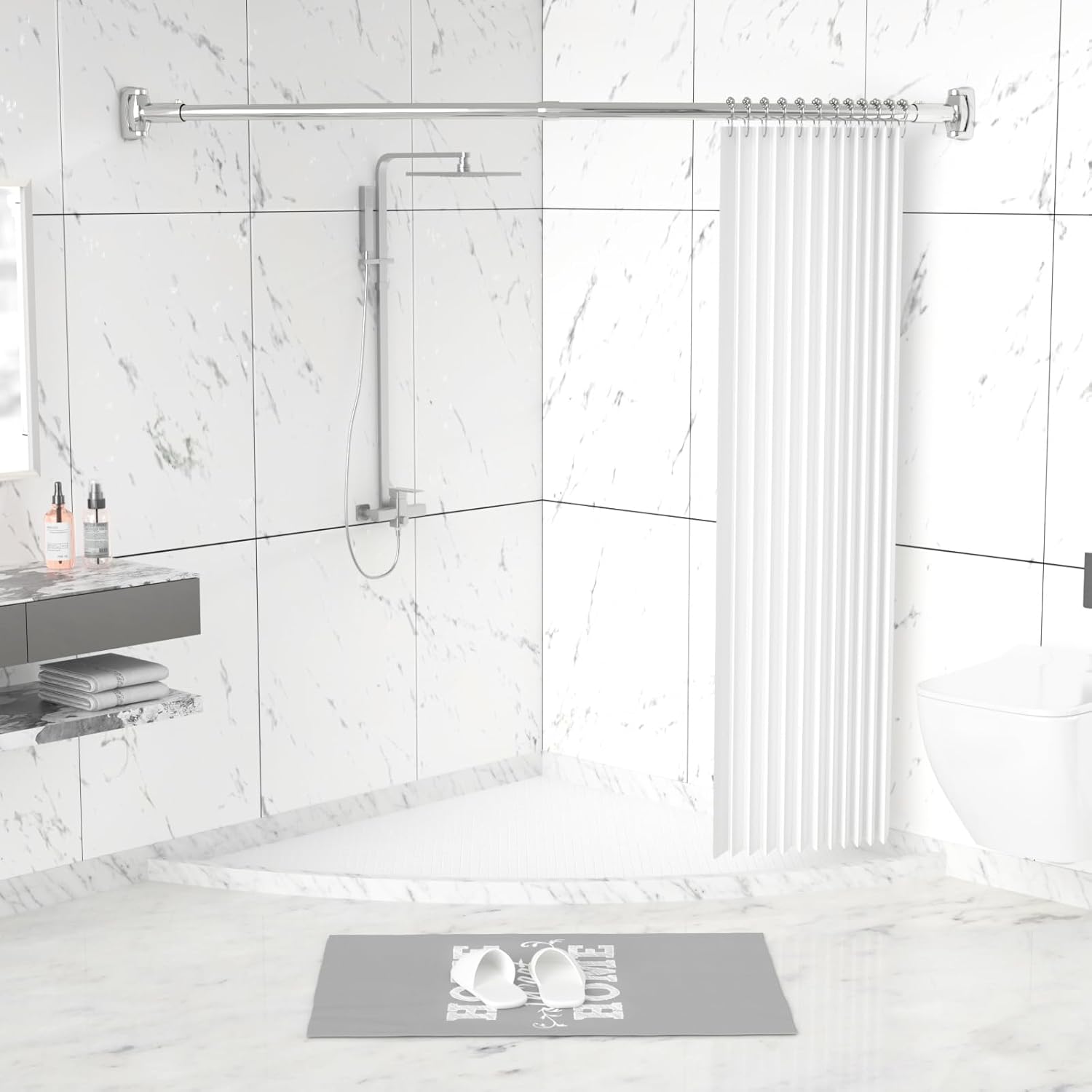 Misounda Asta Per Tenda Doccia a Curva 90-160cm - immagine 6