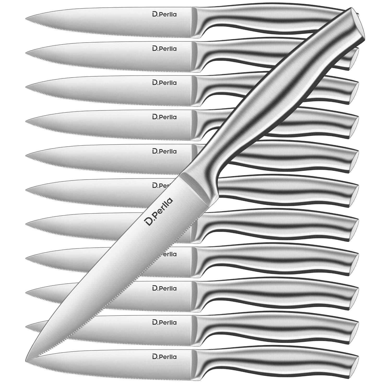 D.perlla Set 12 Coltelli da Bistecca Acciaio Inox