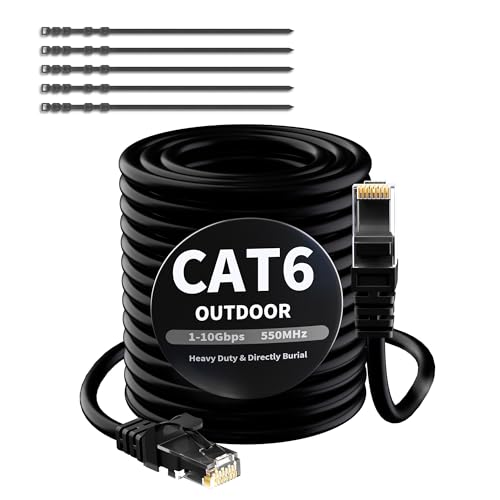 Mygatti Cavo Ethernet CAT6 per Esterno/Interno 75 Metri, Nero