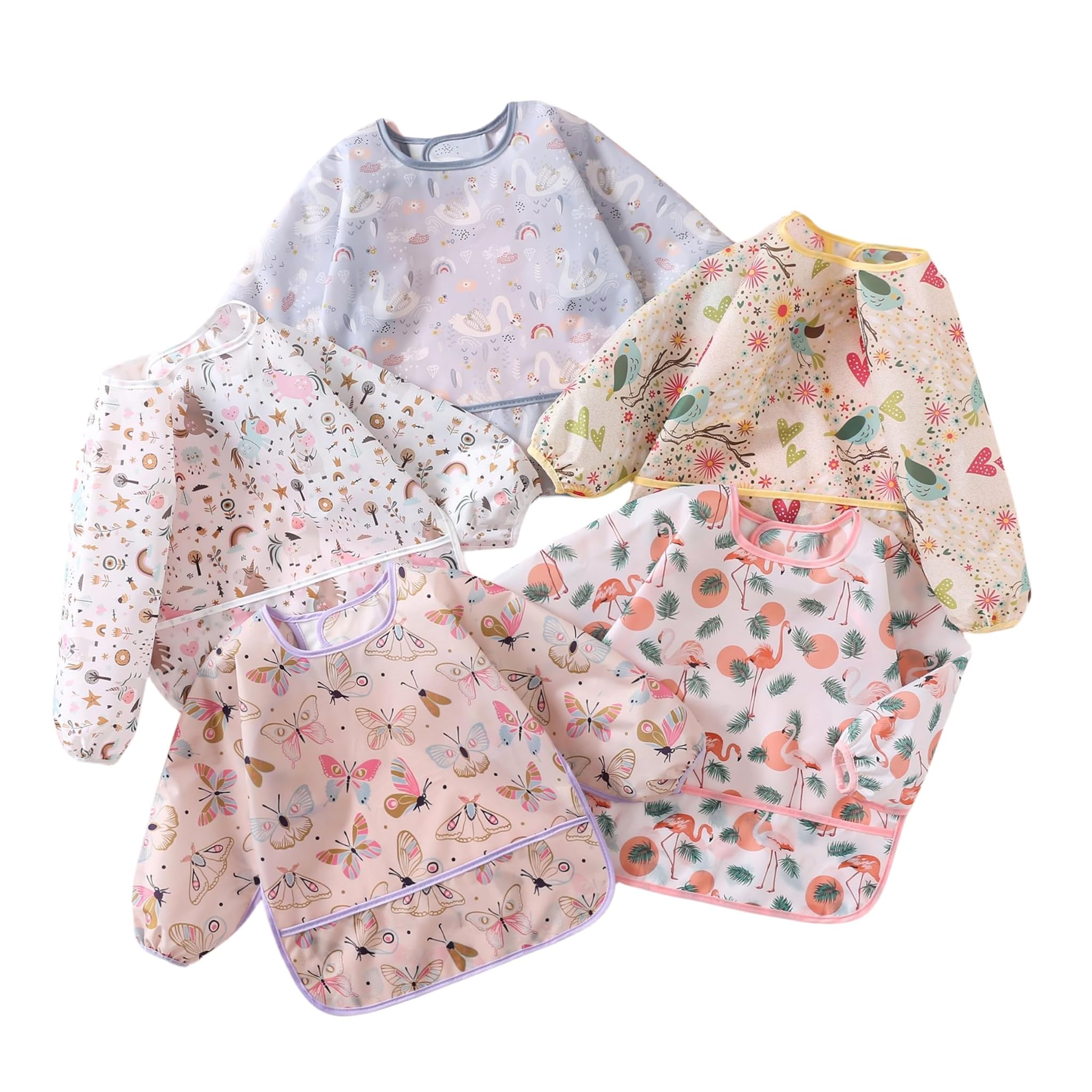 Bavaglino a Manica Lunga Impermeabile 5 Pezzi 3-30 Mesi