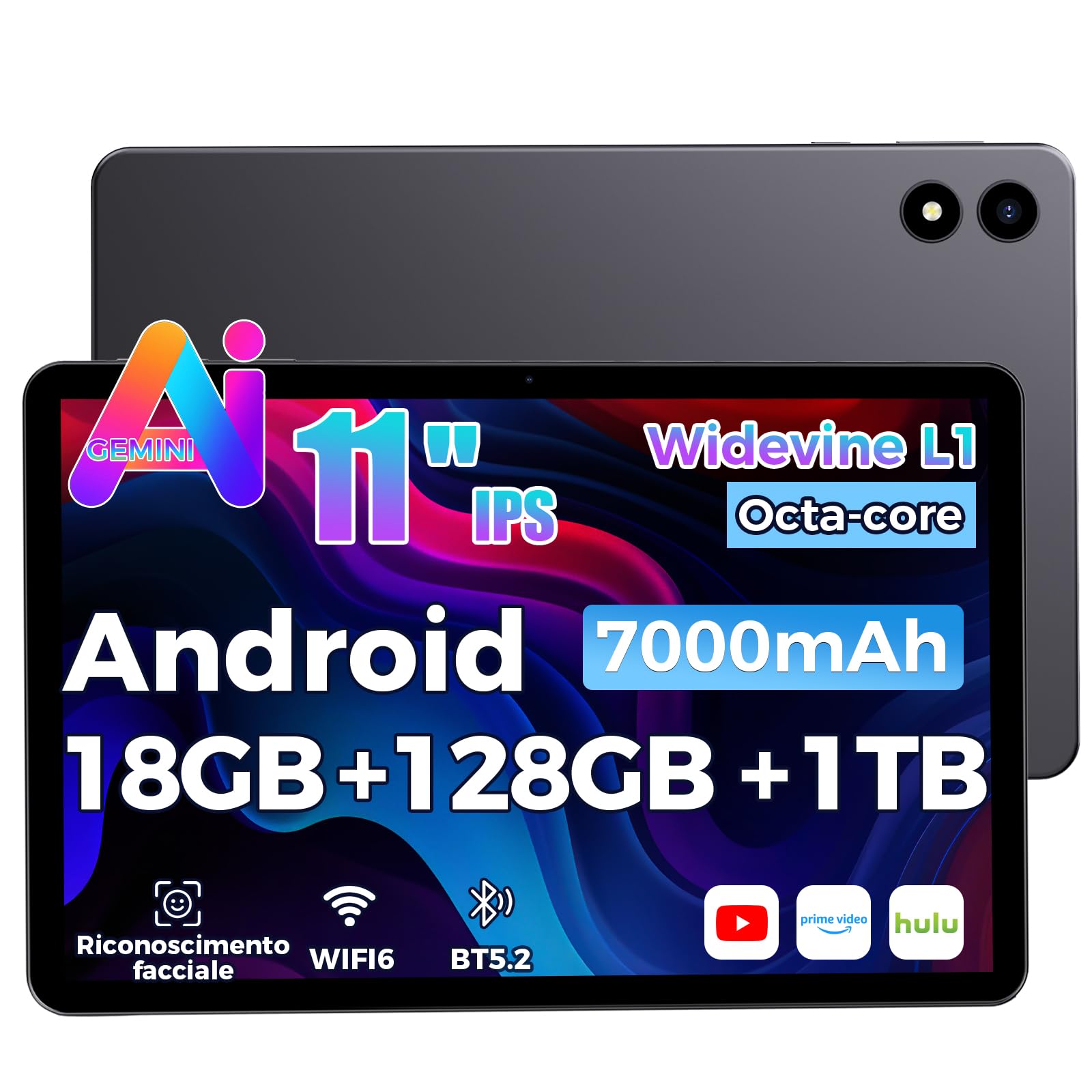 Tablet Android 11 pollici 18GB RAM + 128GB ROM